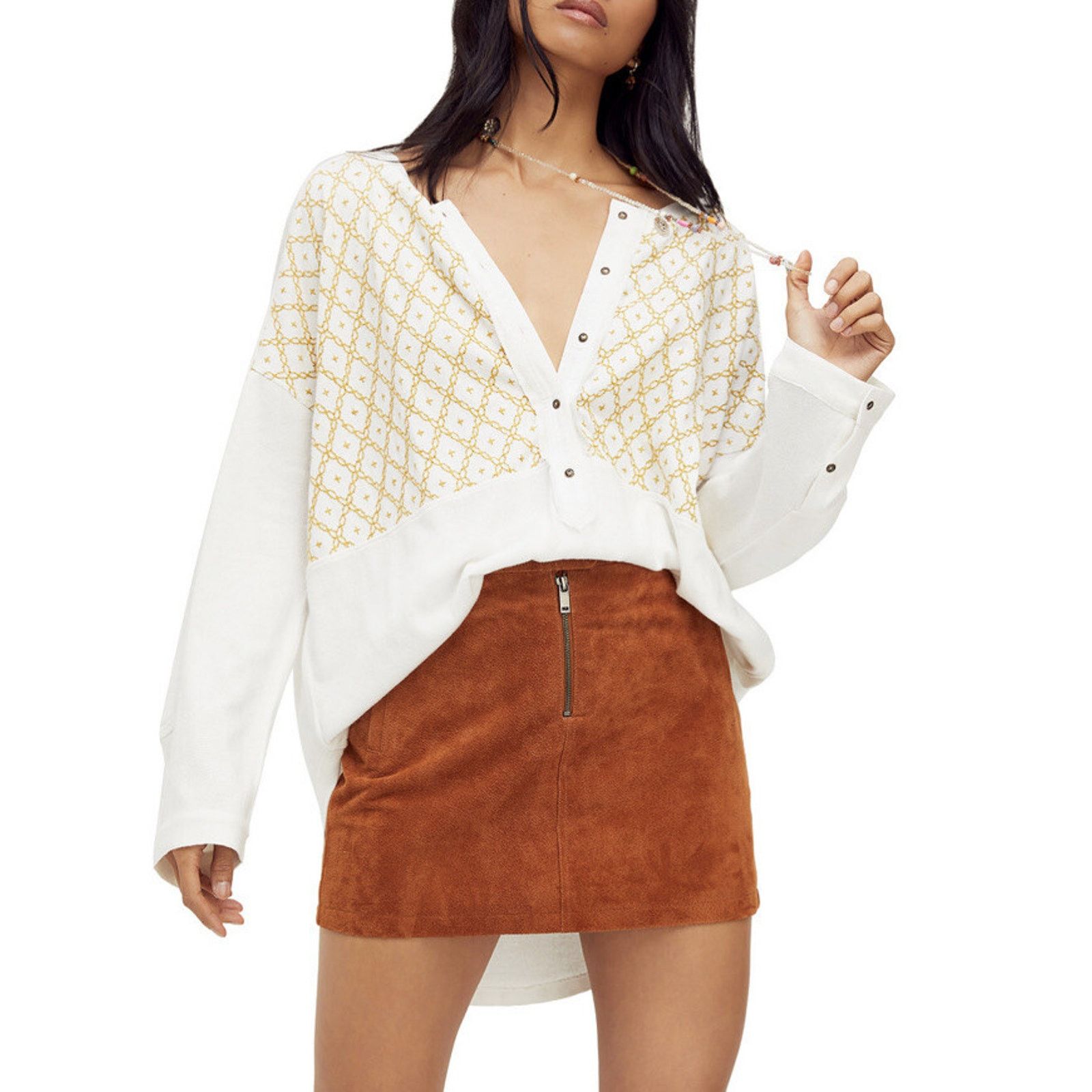 Free People Free Spirit Tee / Creme Combo Size XS A002073