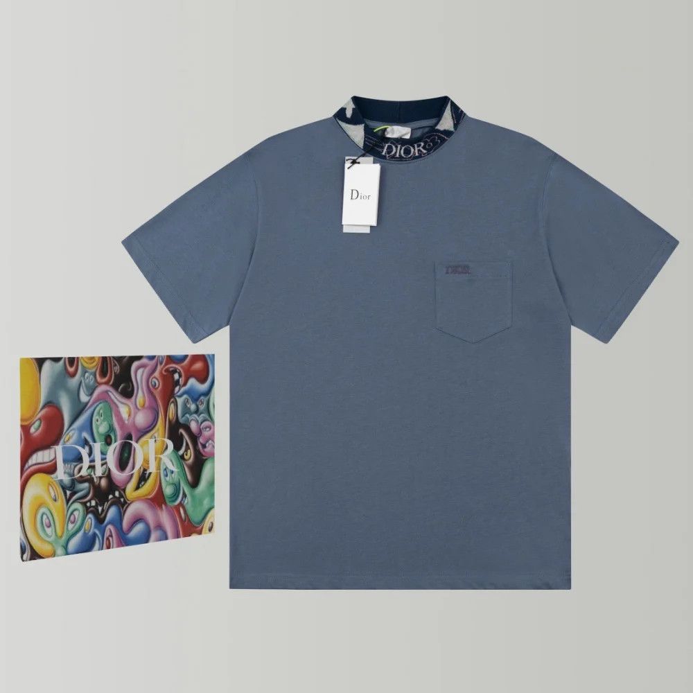 image of Dior O1W1Db10124 Relaxed Fit T-Shirt In Dark Blue, Men's (Size Medium)