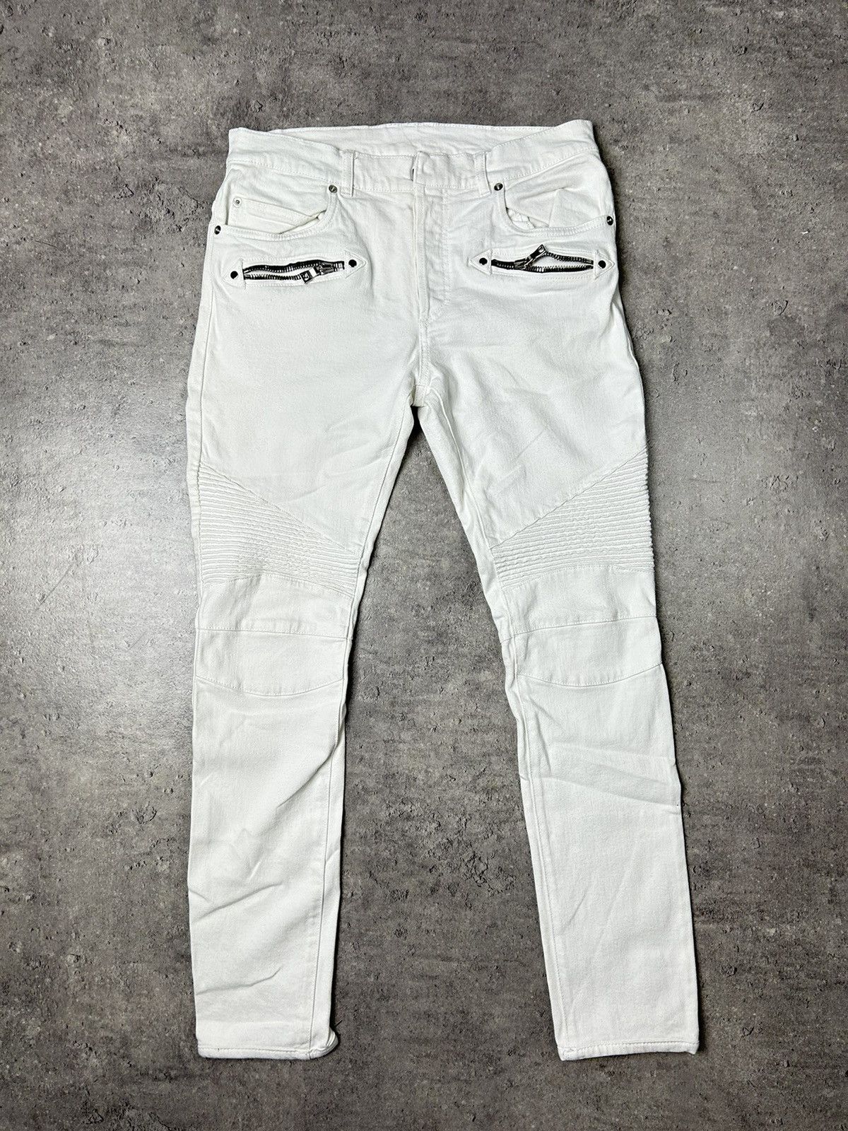 Image of Balmain Paris Skinny Biker Jean White, Men's (Size 31)