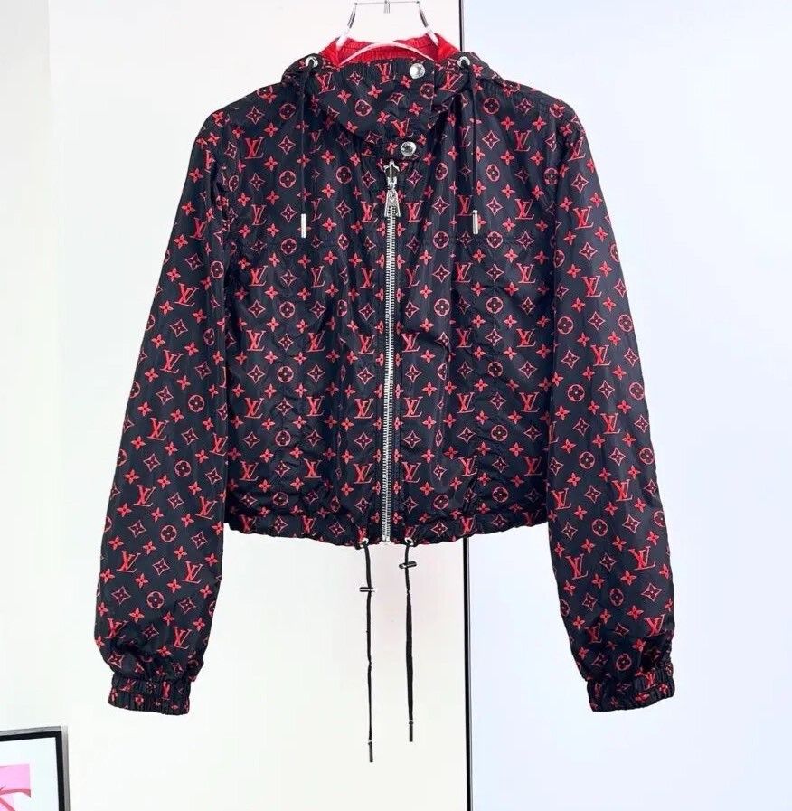 Louis Vuitton LV Black Red Monogram Short Hooded Jacket Size XXS / US 00 / IT 34 - 1 Thumbnail