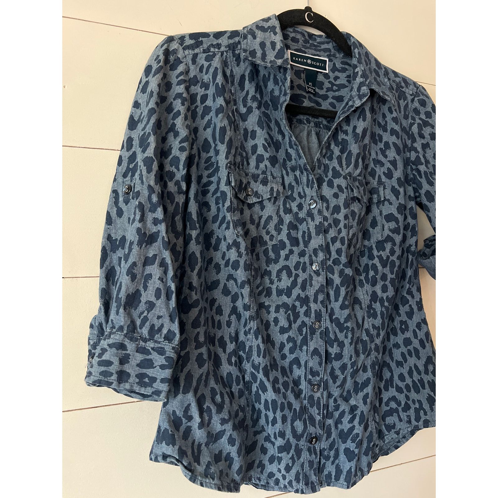Other Karen Scott 3/4 sleeve button up animal print denim top XS Size XS / US 0-2 / IT 36-38 - 3 Thumbnail