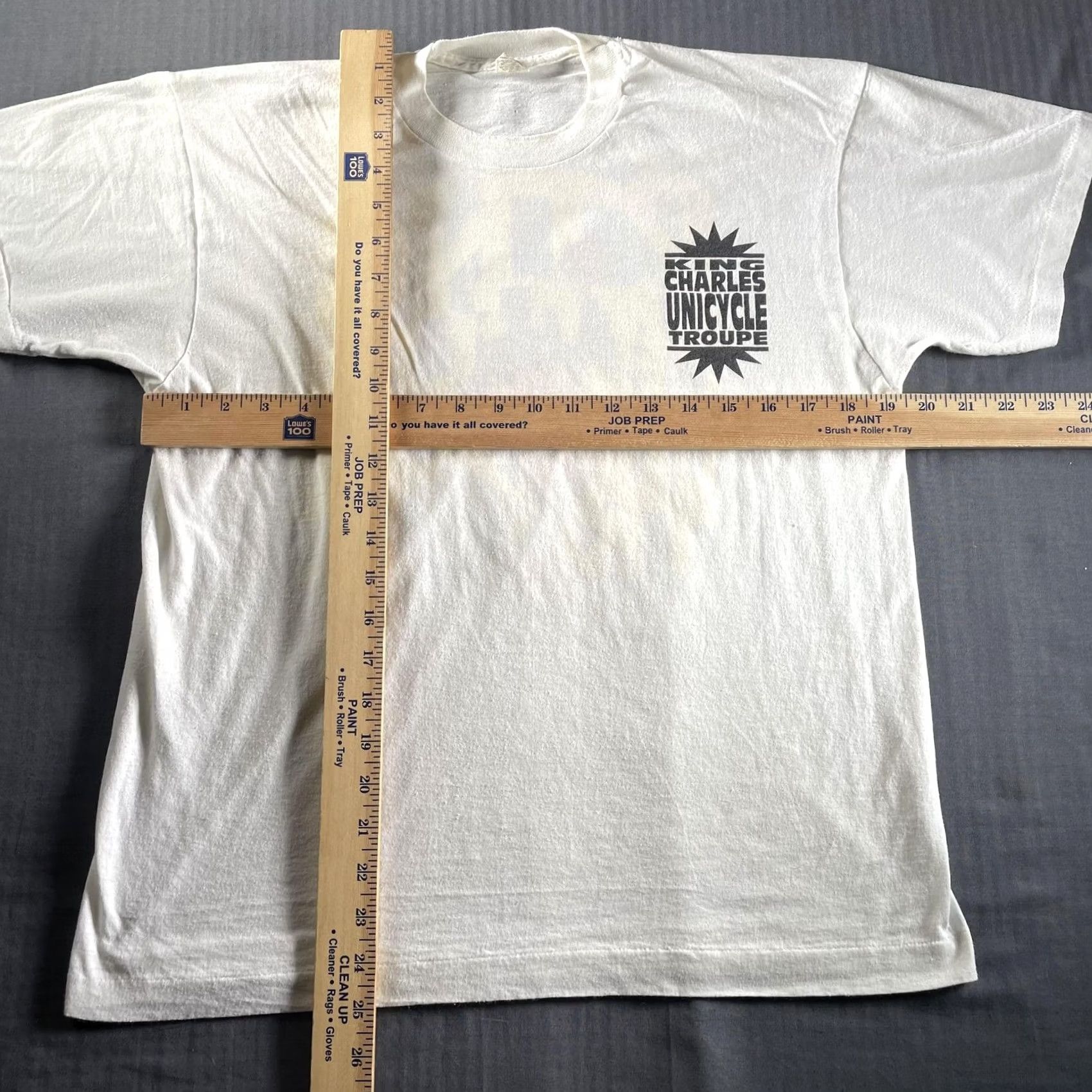 Vintage VINTAGE Screen Stars T-Shirt Mens Large White 50/50 Graphic Print King Charles Unicycle Troupe Sports Vintage Mens Size US L / EU 52-54 / 3 - 7 Thumbnail