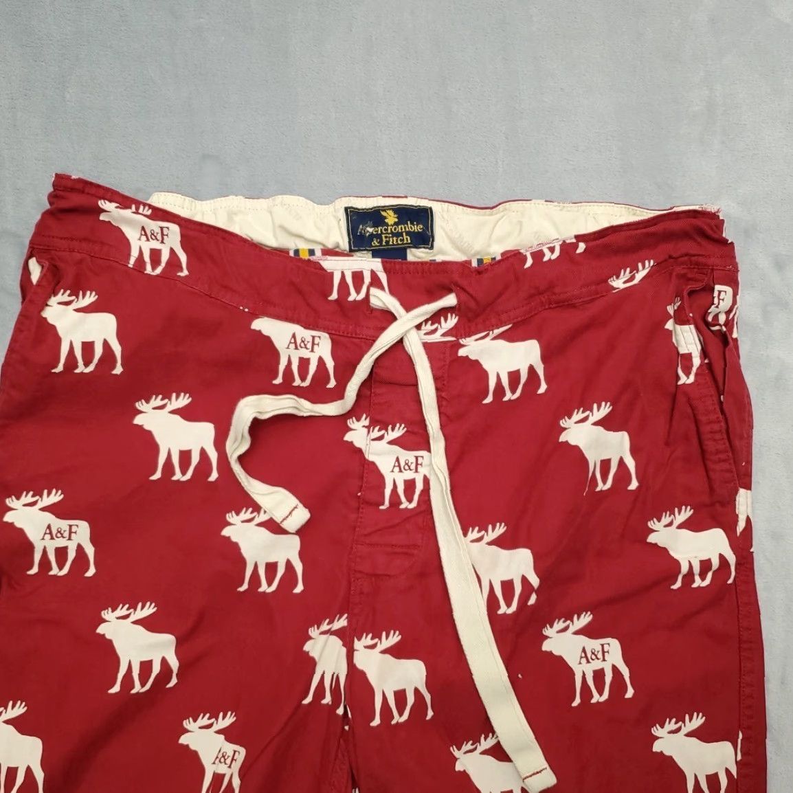 Abercrombie & Fitch VTG Abercrombie & Fitch Pants Men L Red Lounge Drawstring brushed Twill Retro Y2K Size US 33 - 2 Thumbnail