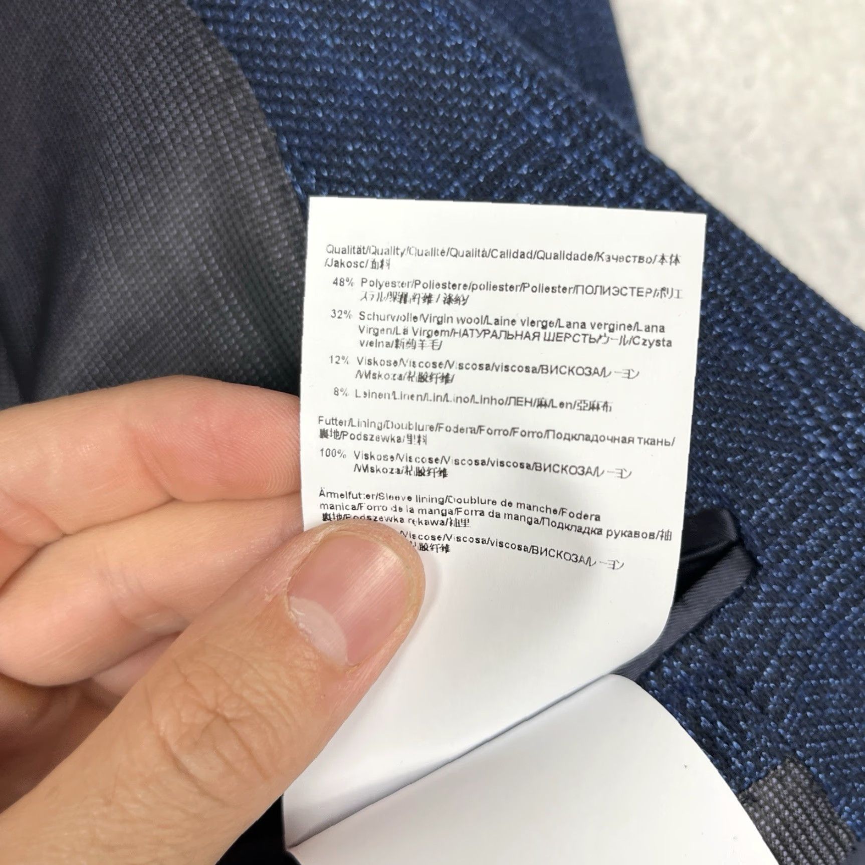 Hugo Boss HUGO BOSS Sport Coat Jacket Coat Linen-Wool 40R Blue Window Pane Slim Two-Button Double-Vented Men Regular Size US S / EU 44-46 / 1 - 6 Thumbnail