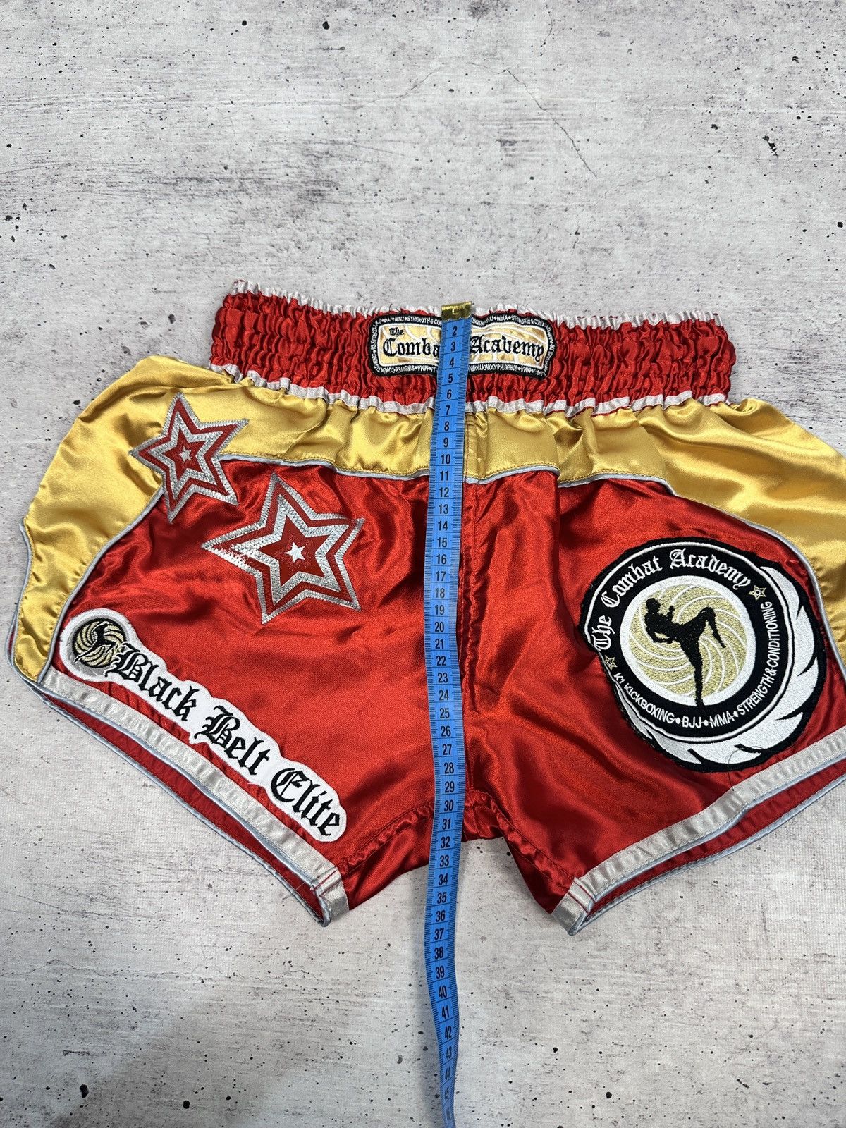 Other Combat Academy Muay Thai Boxing Shorts Satin Red/Gold Stars Size US 32 / EU 48 - 12 Thumbnail