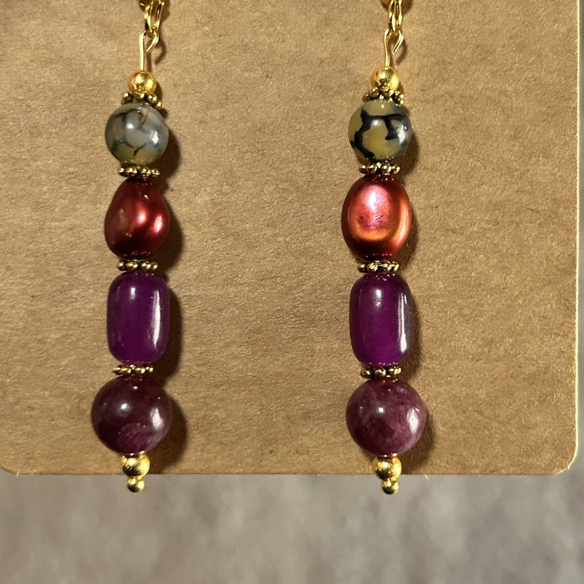 Handmade Handcrafted elegant genuine almandine garnet earrings Size ONE SIZE - 3 Thumbnail