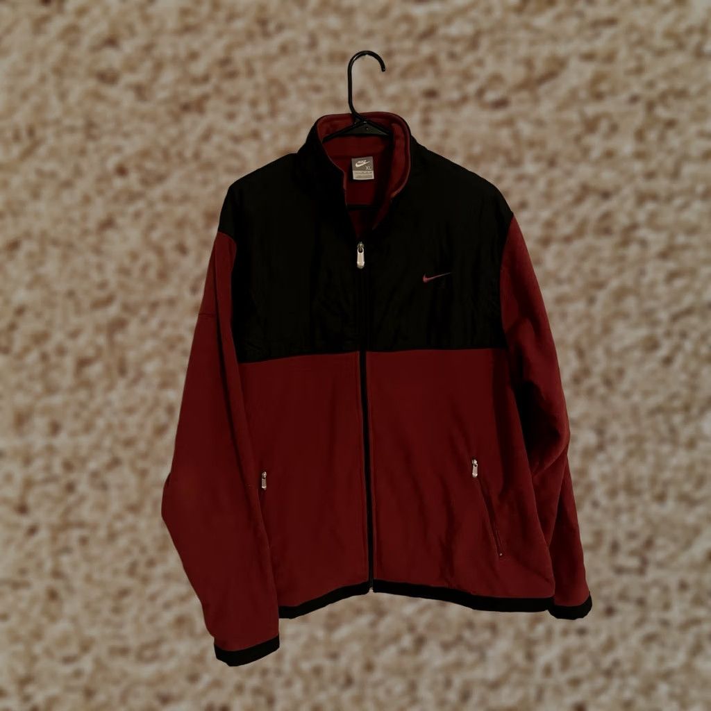 Nike VINTAGE Nike Red Black Full Zip Polyester Fleece Jacket Men's XL Size US XL / EU 56 / 4 - 1 Thumbnail