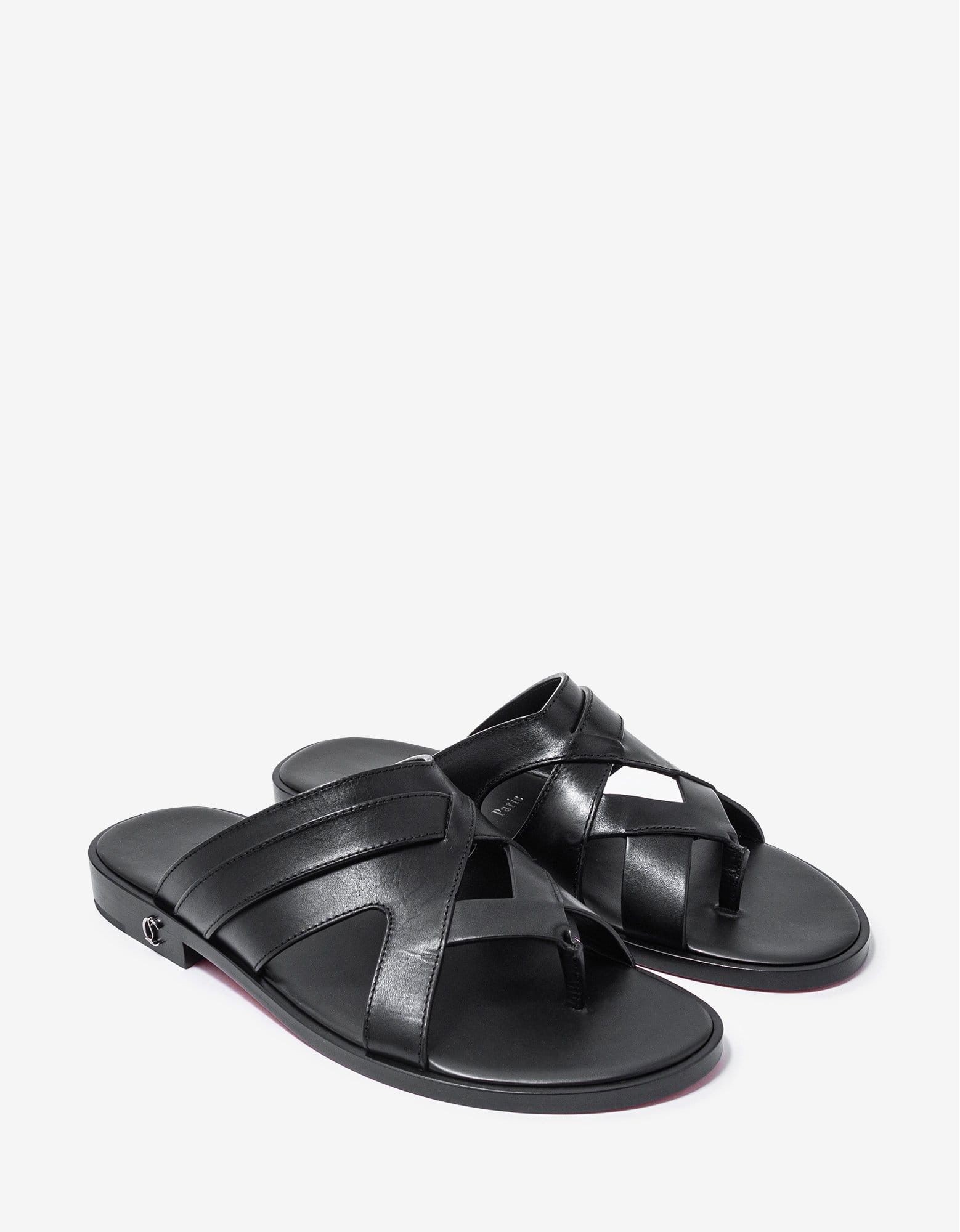 image of Christian Louboutin Sinouhe Black Leather Sandals, Men's (Size 7)