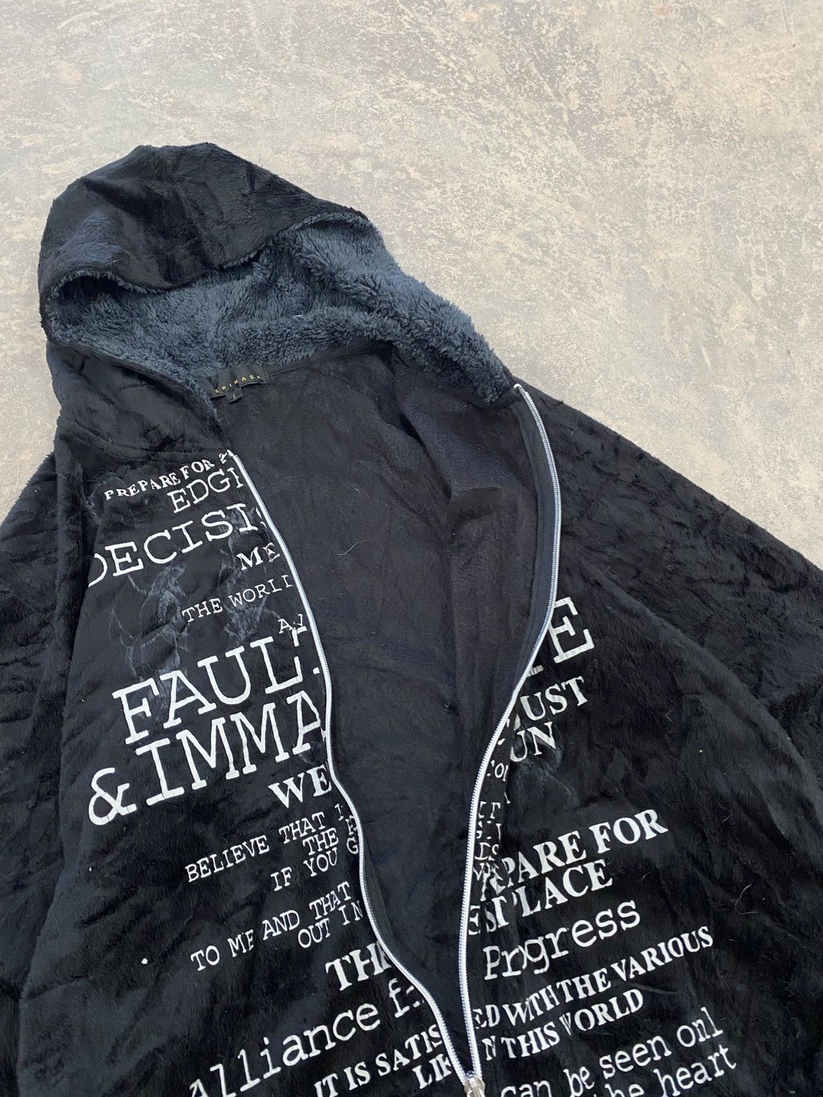 Le Grande Bleu (L.G.B.) 2000s -Spinash Fleece Poem Zipper Hoodie Grunge Punk Lgb Size US L / EU 52-54 / 3 - 9 Thumbnail