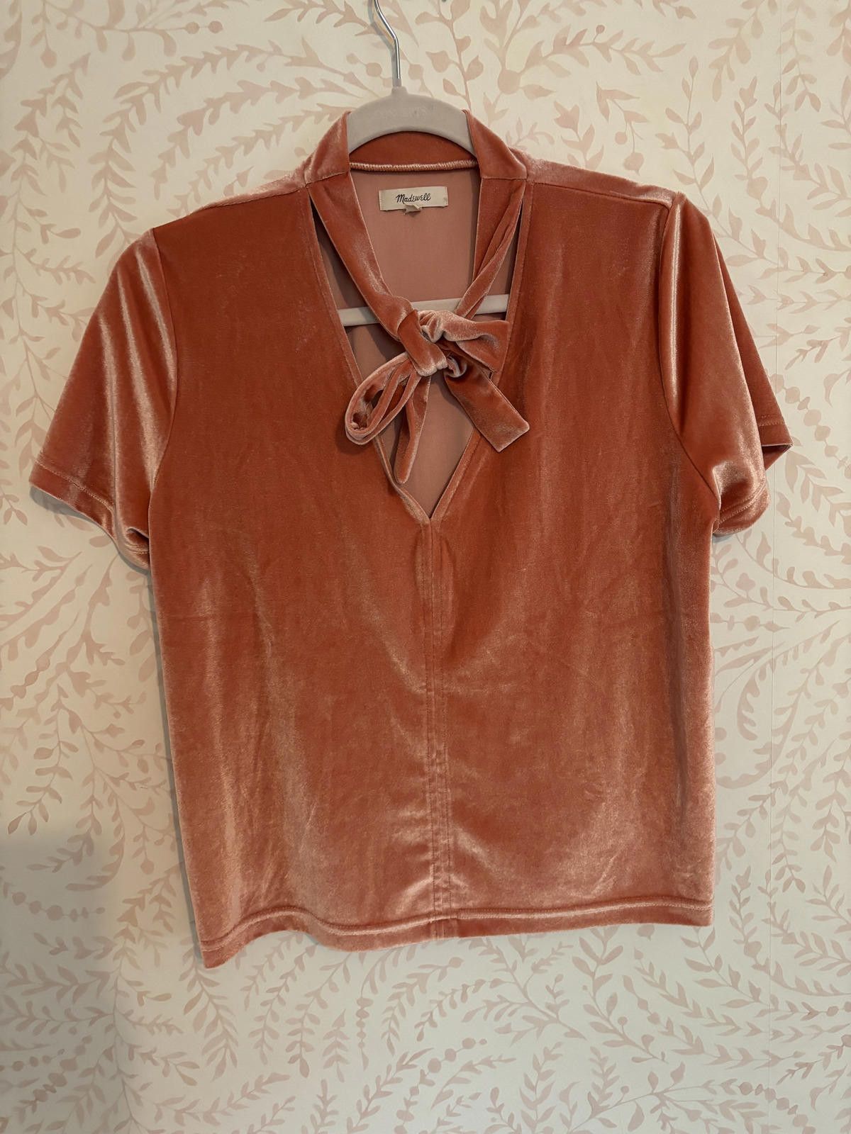 Madewell Madewell Velvety Peach Top with Tie-Detail Size L / US 10 / IT 46 - 1 Thumbnail