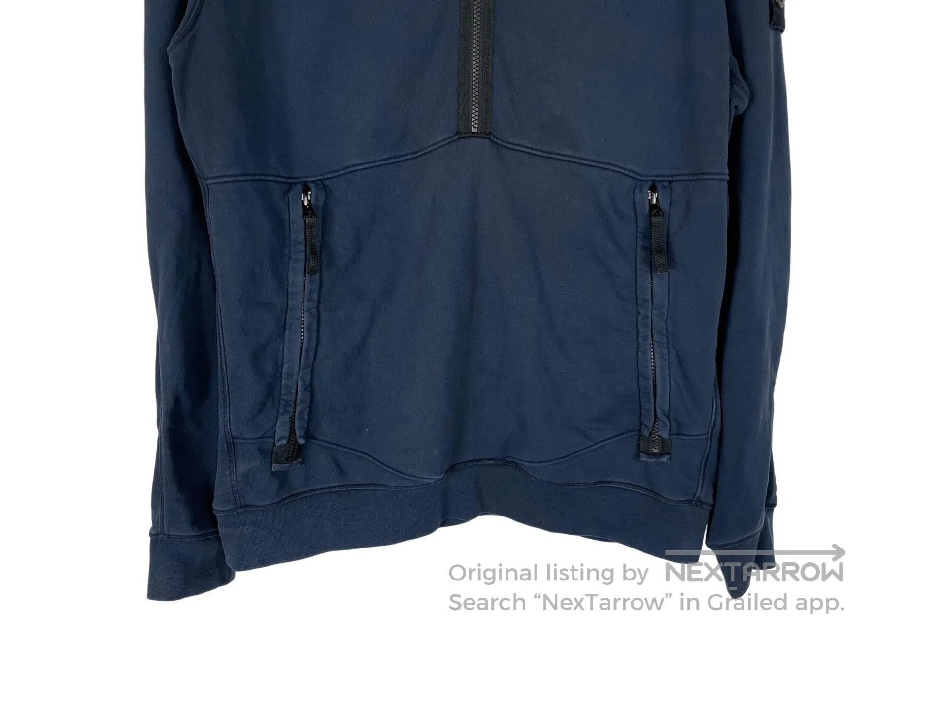 Stone Island STONE ISLAND Dark Blue Sleeve Badge Half Zip Hoodie Size US XL / EU 56 / 4 - 4 Thumbnail