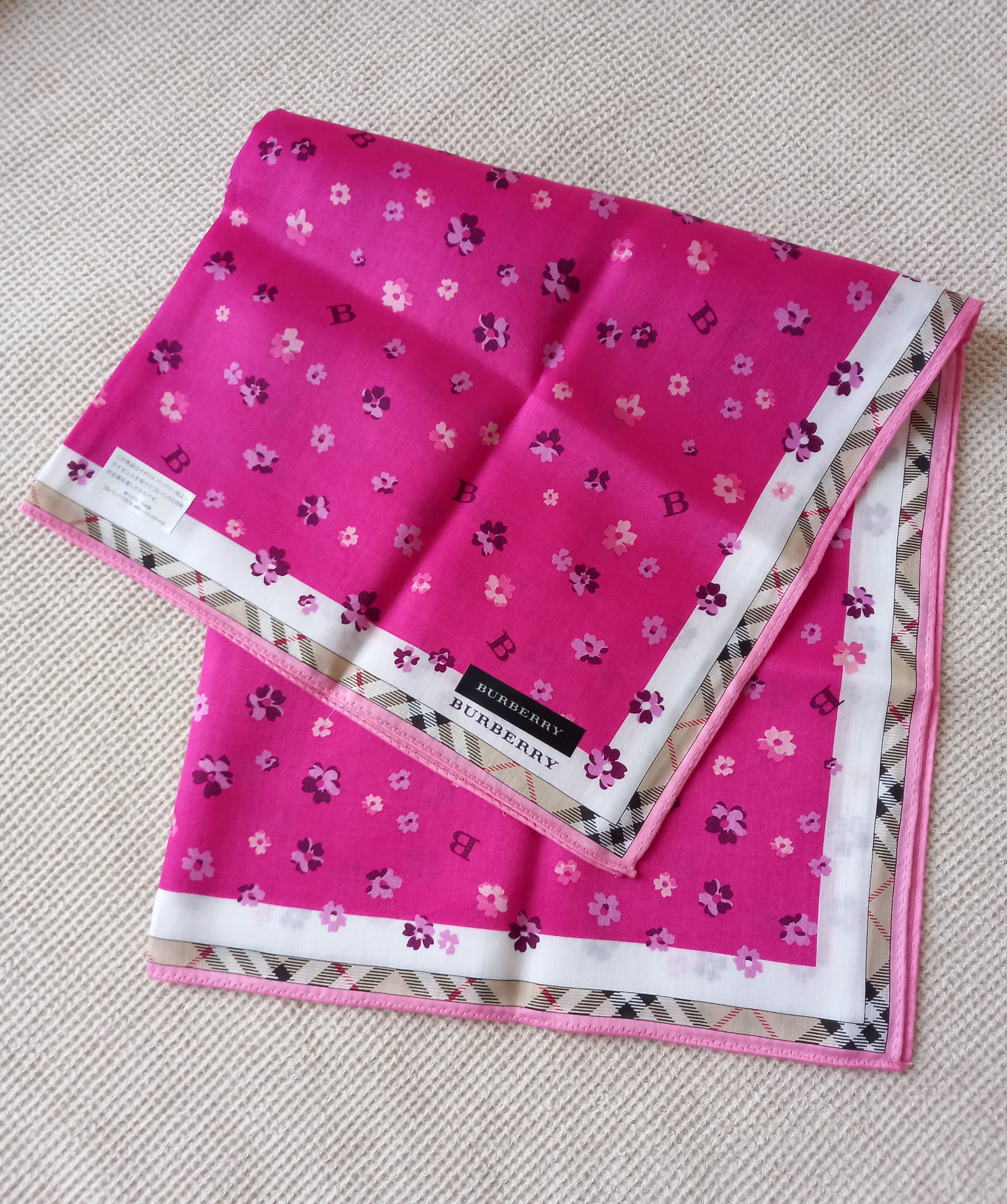 Burberry × Vintage Burberry bandana handkerchief scarf pink floral nova check Size ONE SIZE - 5 Thumbnail