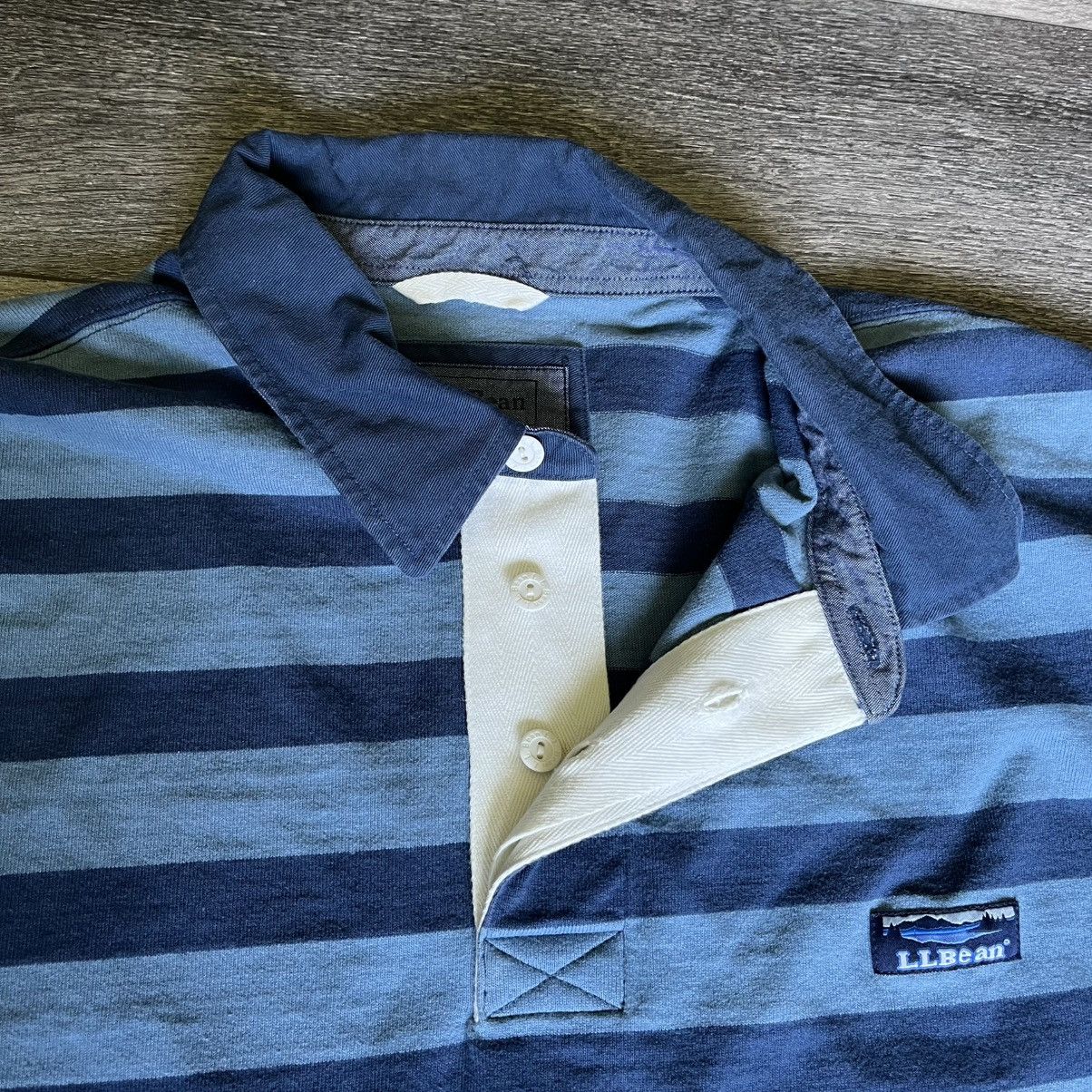 L.L. Bean Vintage L.L. Bean Lakewashed Longsleeve Rugby Striped Shirt Size US XL / EU 56 / 4 - 7 Thumbnail