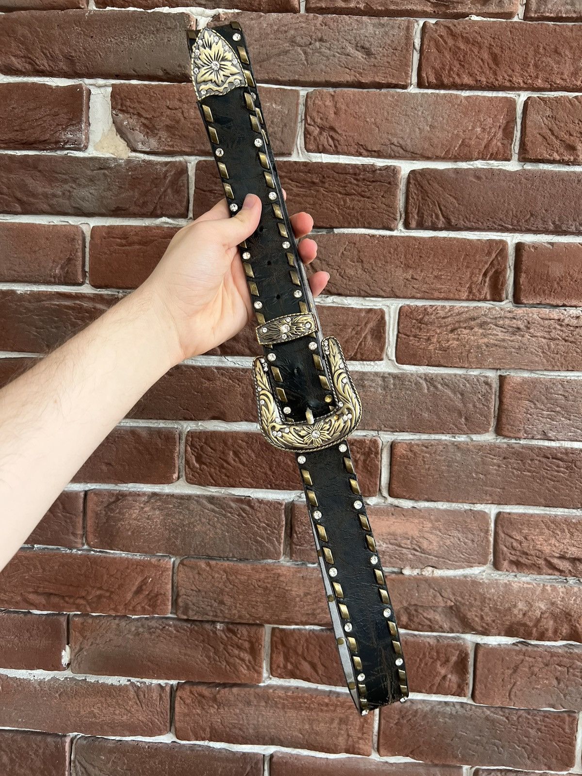 Other Vintage Y2K Drip Black Belt Avant Garde Hype Streetwear 105 Size 40 - 3 Thumbnail