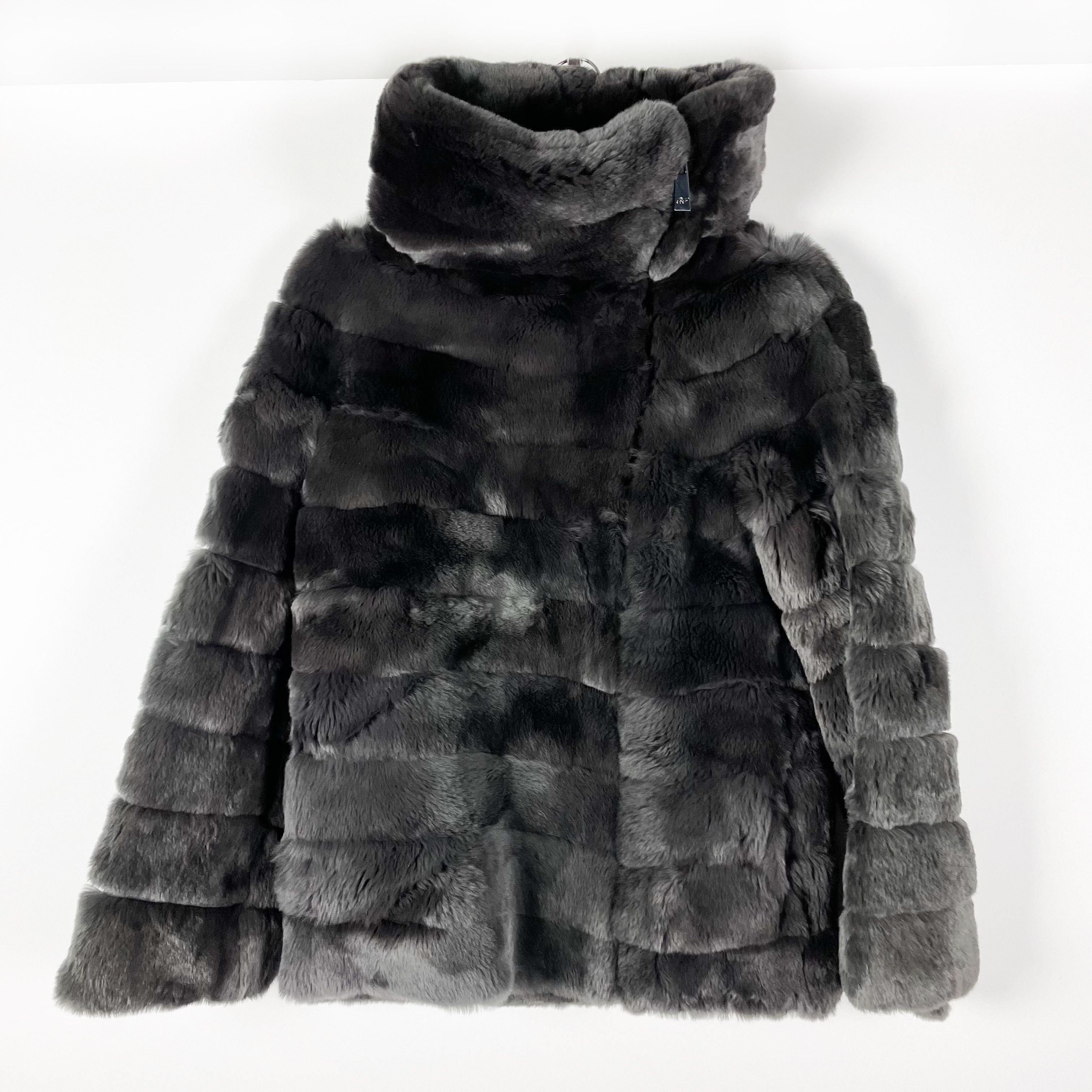 image of Belle Fare Genuine Rabbit Fur Dyed Gray Quilted in Grey, Women's (Size XS)