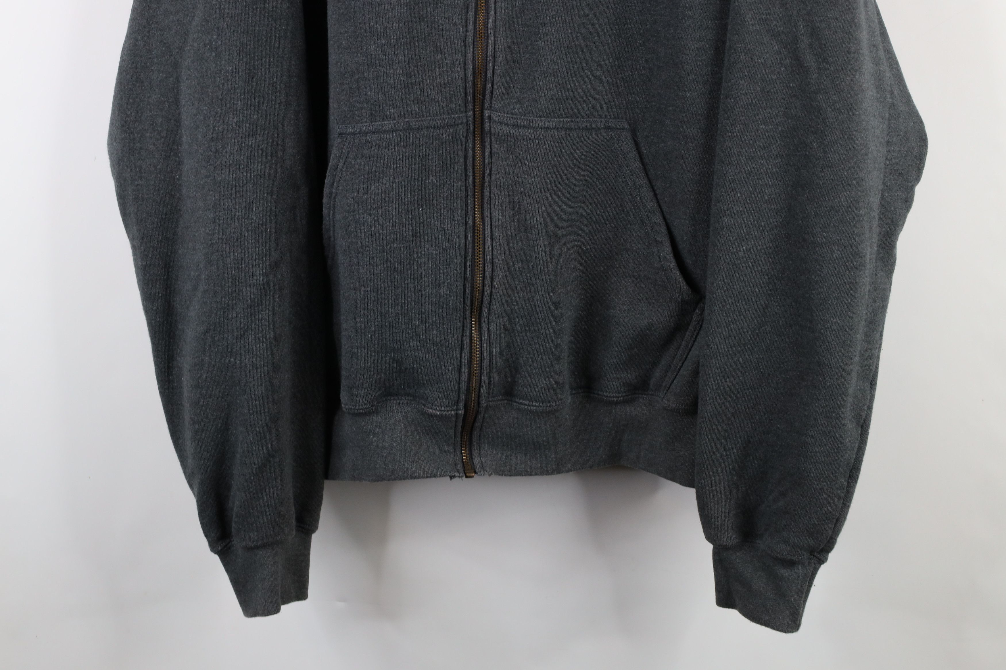 Vintage Vintage 90s Streetwear Blank Full Zip Hoodie Sweatshirt Gray Size US L / EU 52-54 / 3 - 3 Thumbnail