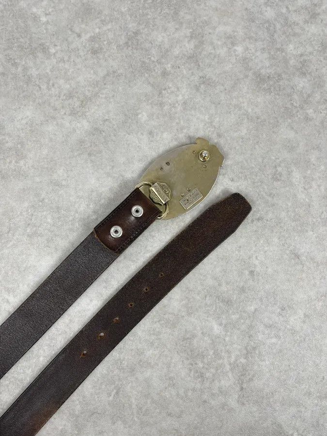 Dsquared2 Dsquared2 Brown Leather Belt Gold Skeleton Logo Adjustable Size ONE SIZE - 5 Thumbnail