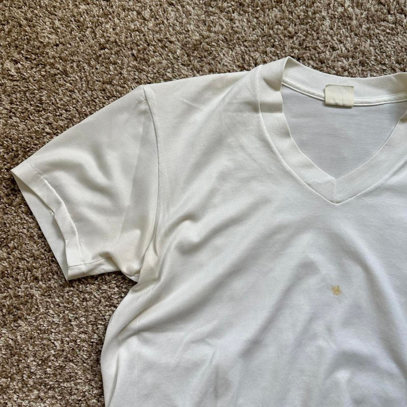 Vintage Perfect Vintage 70s White Blank Basic V Neck Shirt Top Tee Size US L / EU 52-54 / 3 - 4 Thumbnail