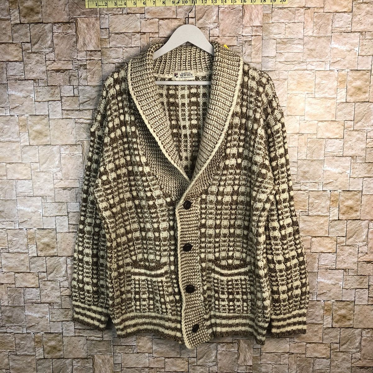 Homespun Knitwear × Japanese Brand Traditional Newsun Brown vintage Cardigan Knitwear #A179 Size US L / EU 52-54 / 3 - 1 Thumbnail
