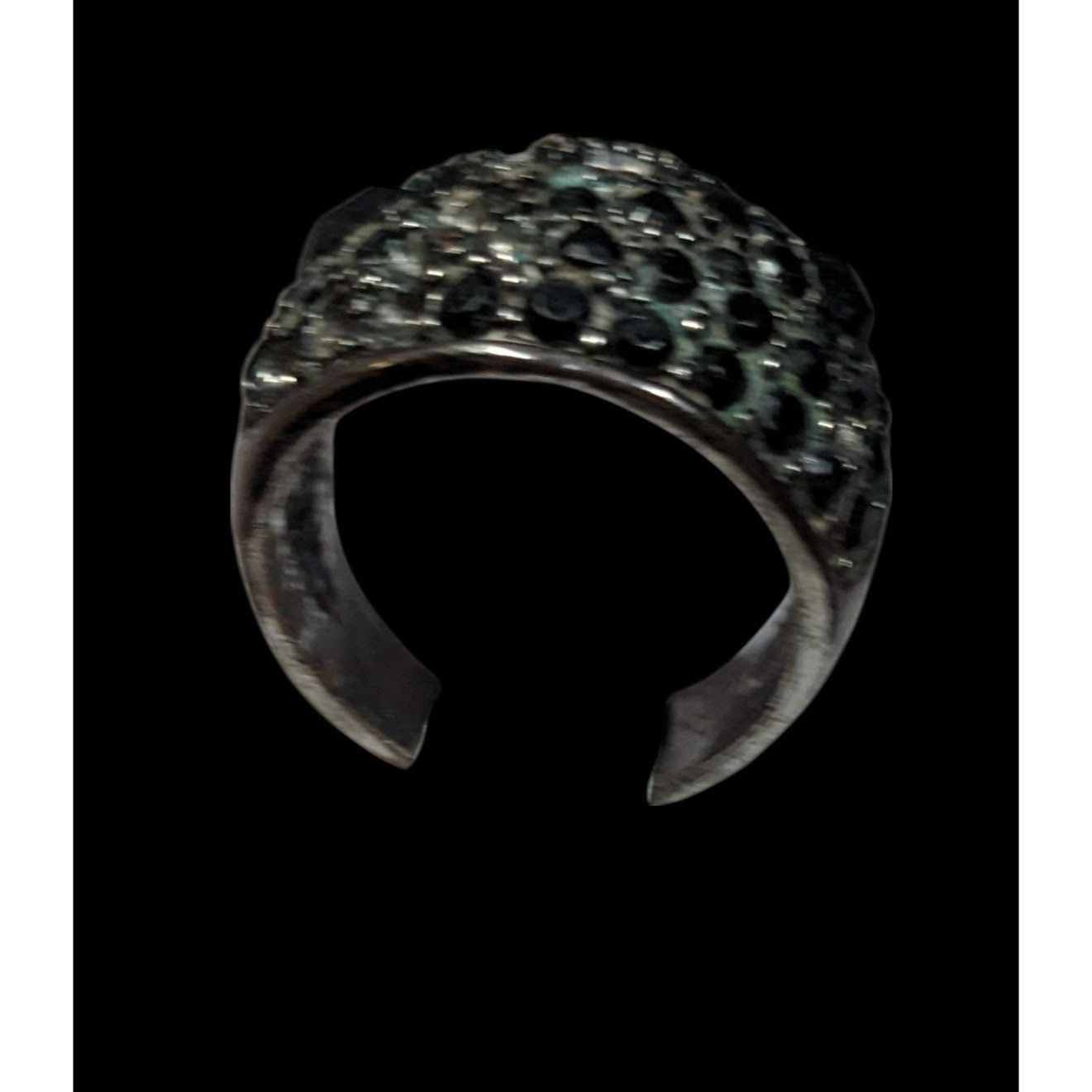 Other Chunky Black And Silver Dome Rhinestone Dome Ring Size 8 1/4 Size ONE SIZE - 8 Thumbnail