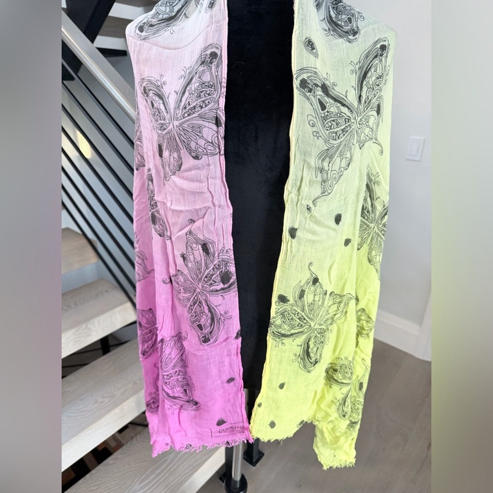 Other Godelo Pink Yellow Butterfly Scarf 100% Viscose 65*26 Size ONE SIZE - 2 Thumbnail