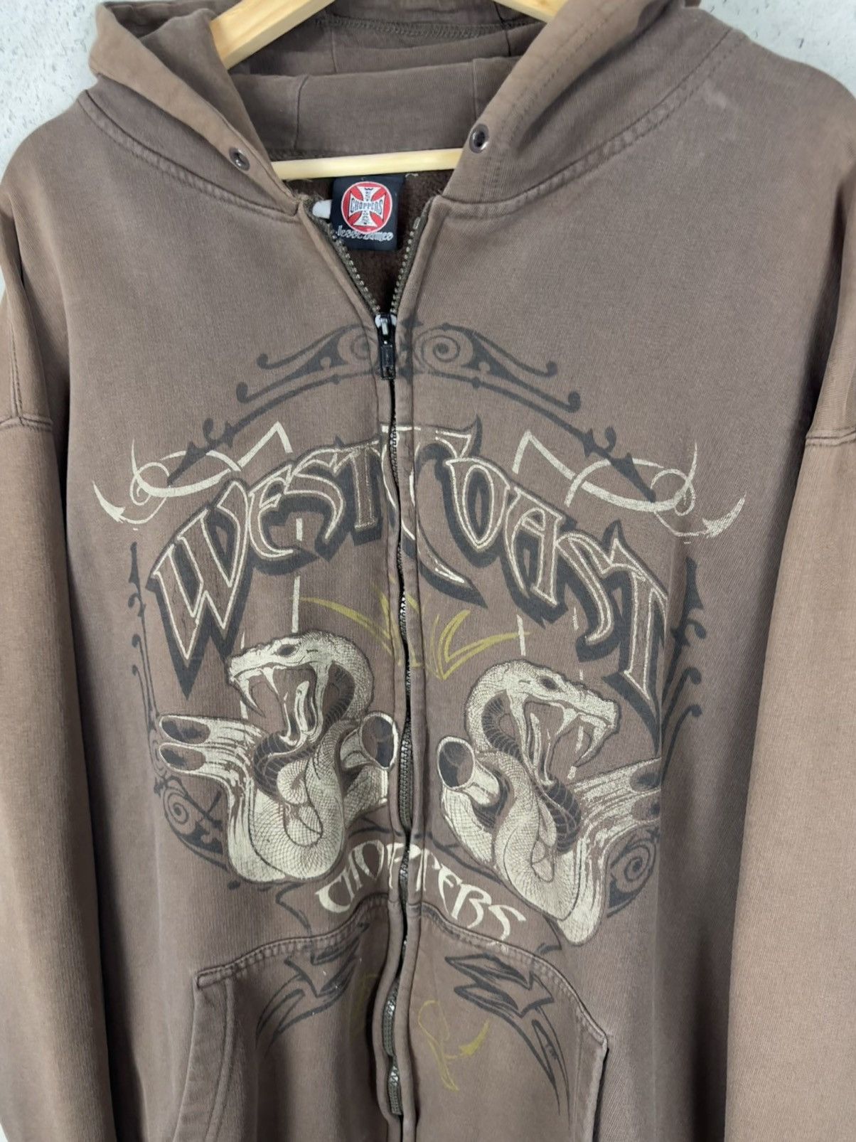 Vintage Vintage West Coast Choppers Faded Snake Zip Hoodie Size US XL / EU 56 / 4 - 5 Thumbnail