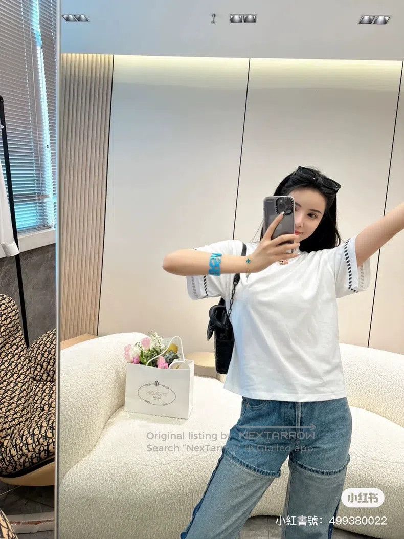 Hermes Hermes White Printed Short Sleeve T-Shirt Top Size XS / US 0-2 / IT 36-38 - 8 Thumbnail