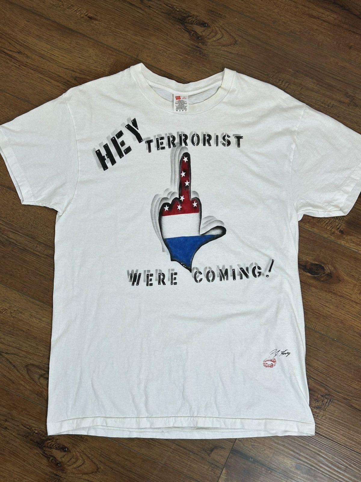 Vintage Early Y2K 🇺🇸 Post/911 Single Stitch political T-shirt Size US L / EU 52-54 / 3 - 2 Thumbnail
