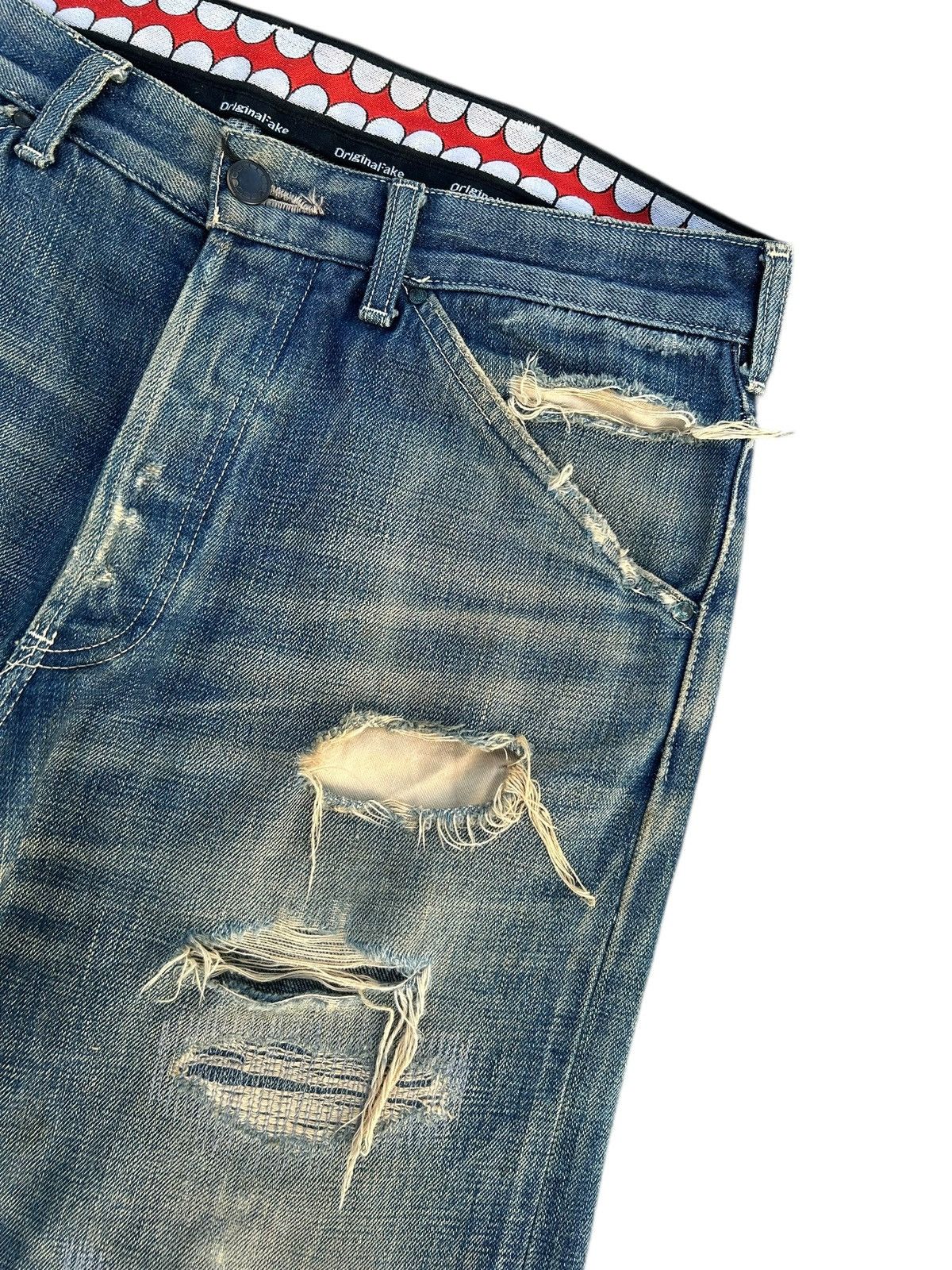 Kaws Thrashed Original Fake Kaws Selvedge Denim Jeans Size US 34 / EU 50 - 4 Thumbnail