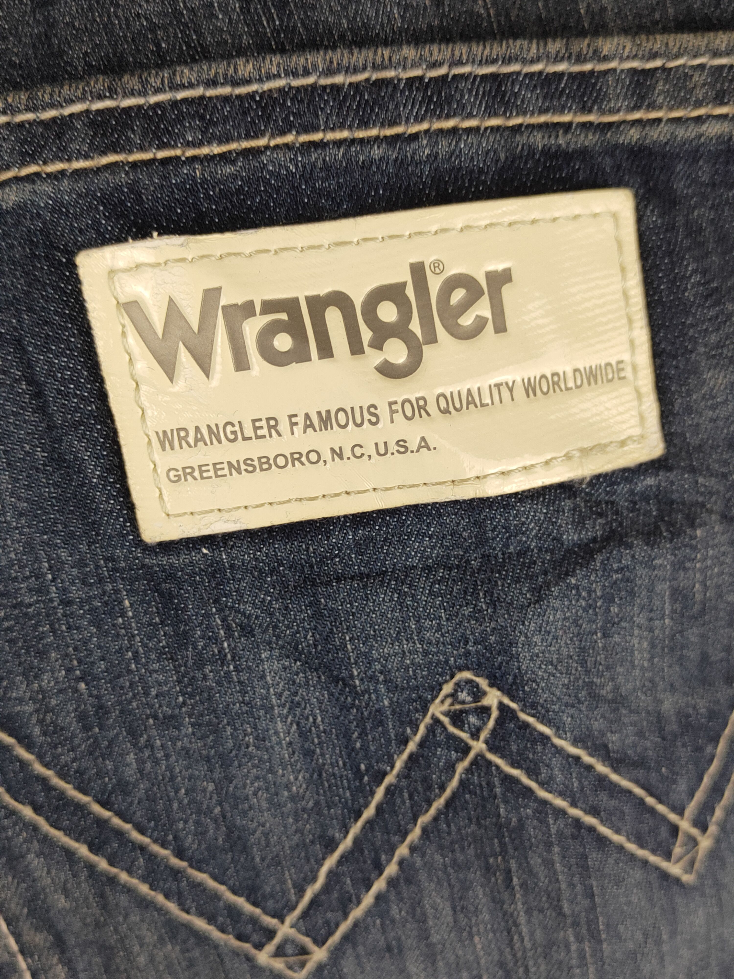 Japanese Brand Wrangler Dark Blue Distressed Ripped Jeans #S1663 Size US 34 / EU 50 - 9 Thumbnail