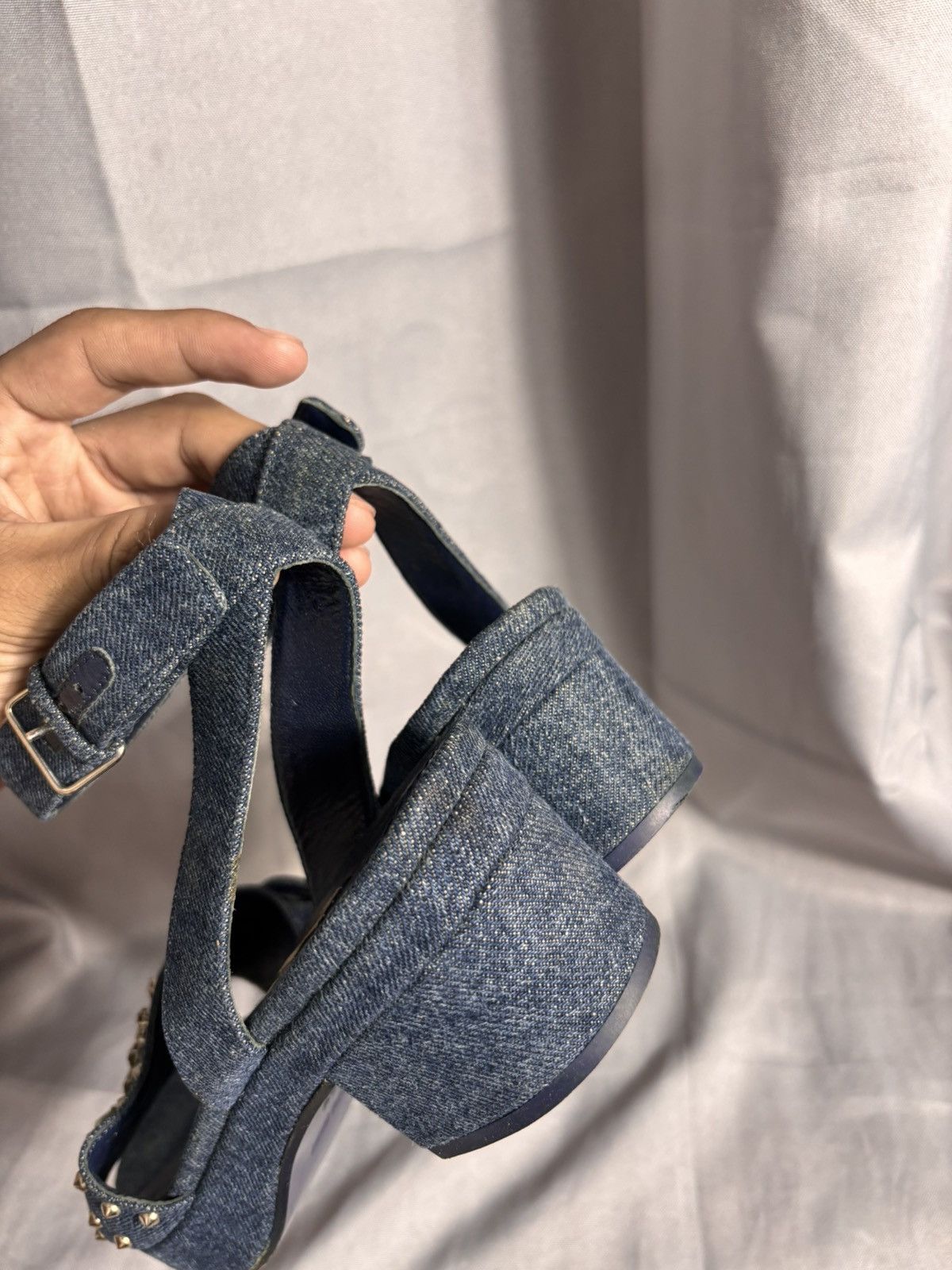 Miu Miu Miu Miu Denim Sandals Size US 7.5 / IT 37.5 - 7 Thumbnail