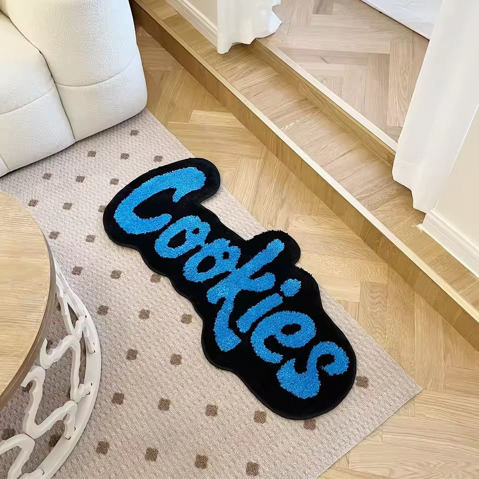 Japanese Brand Cookies Floor Rug - Blue/White - Hypebeast Room Decor Size ONE SIZE - 7 Thumbnail