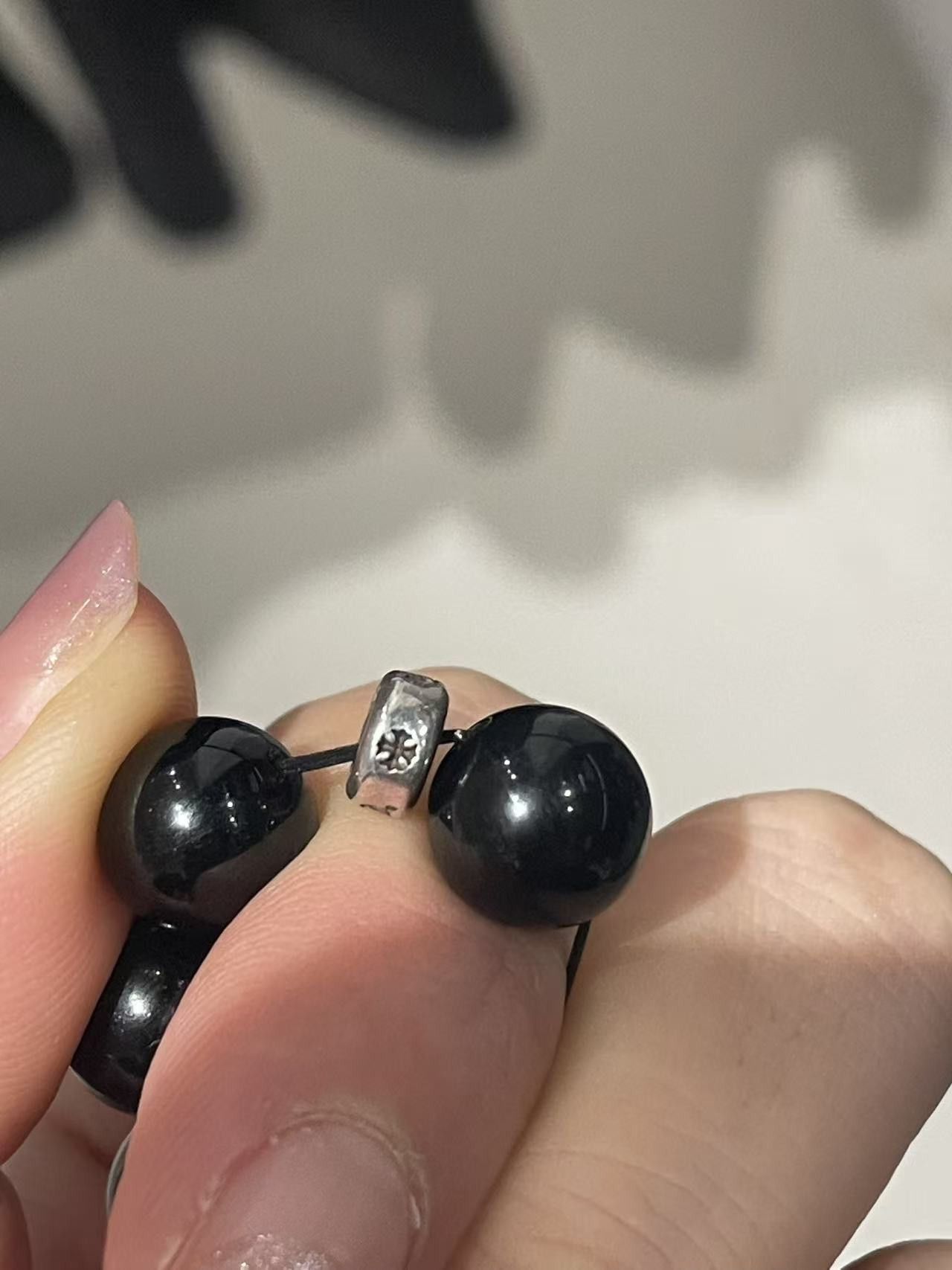 Chrome Hearts Chrome Hearts 10mm Black Obsidian 4 Silver Beaded Bracelet Size ONE SIZE - 7 Thumbnail
