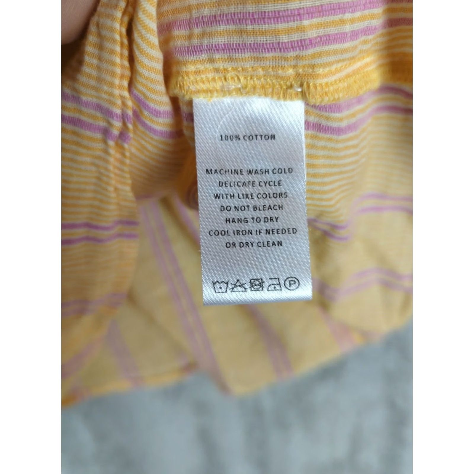 Vintage Lilla P Blouse Orange Striped Cotton Shirt Top Women's L Flutter Sleeve Size L / US 10 / IT 46 - 5 Thumbnail