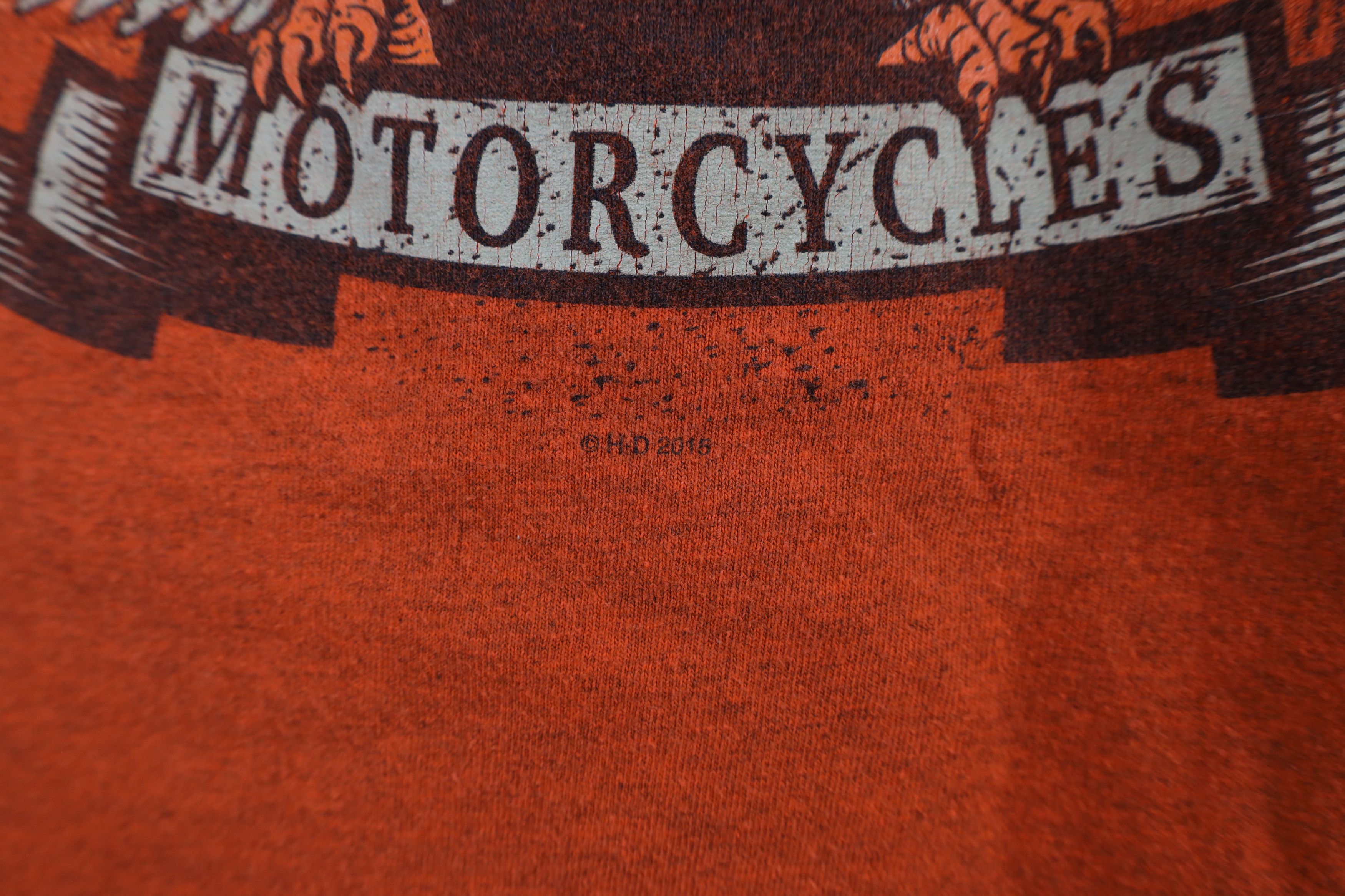 Harley Davidson × Vintage Vintage Y2K Harley Davidson Eagle Engine T-Shirt Orange Size US XXL / EU 58 / 5 - 5 Thumbnail