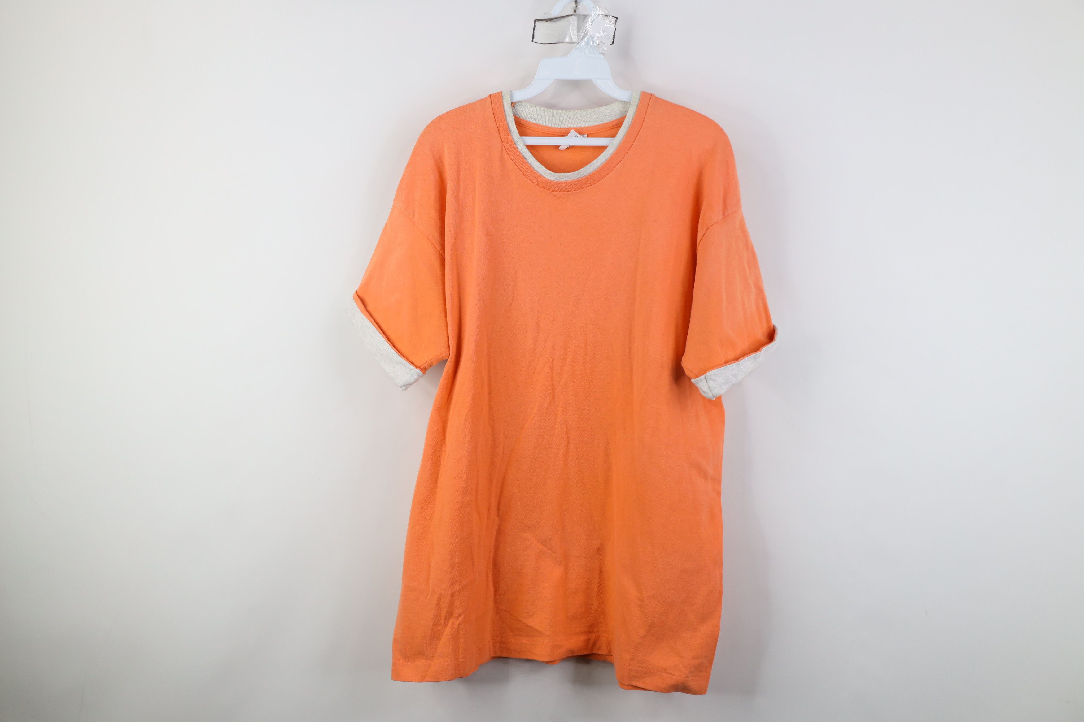 Vintage Vintage 90s Streetwear Layered T-Shirt Orange Cotton USA Size US L / EU 52-54 / 3 - 1 Thumbnail