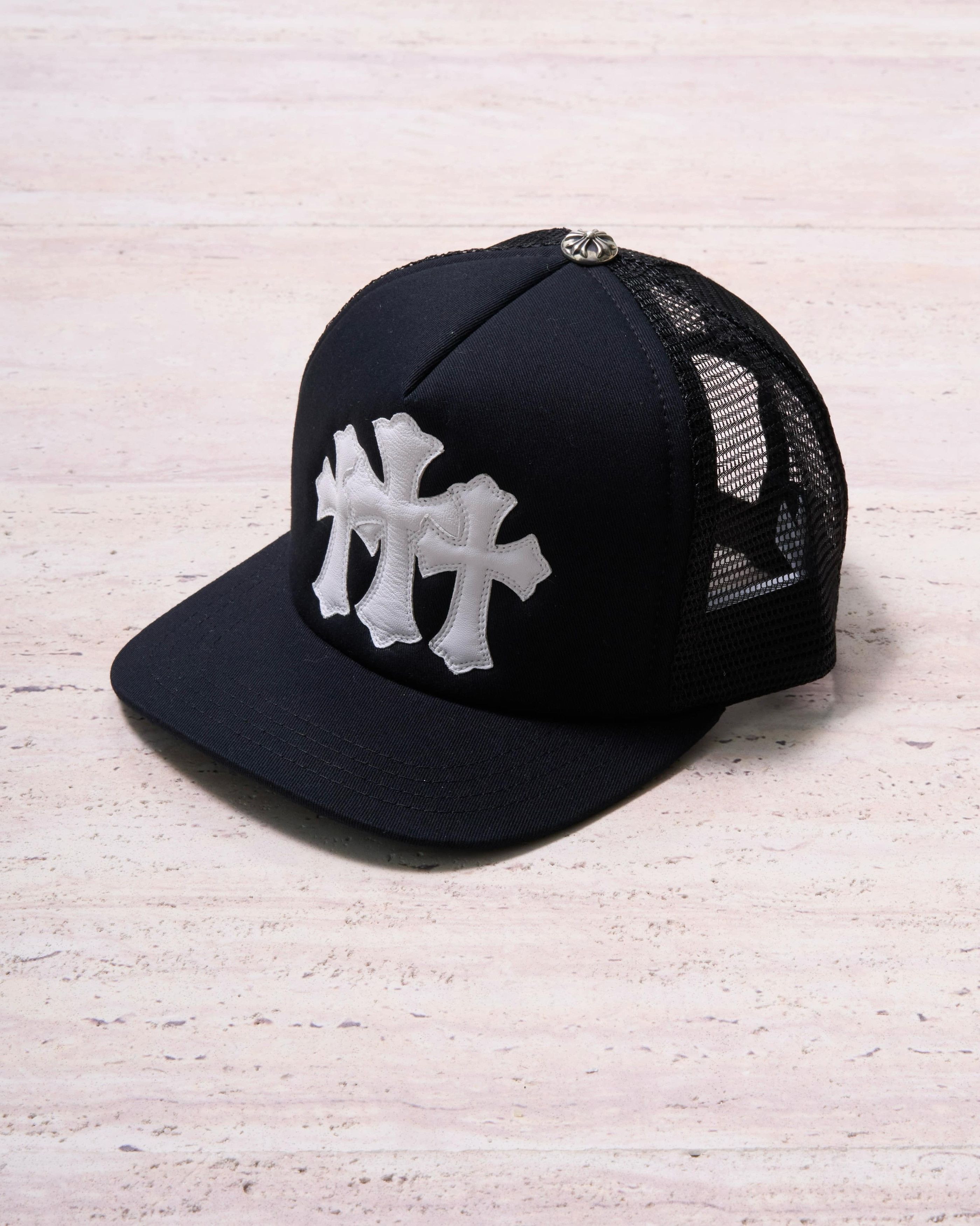 Chrome Hearts Chrome Hearts three cemetery cross trucker hat black Size ONE SIZE - 1 Thumbnail