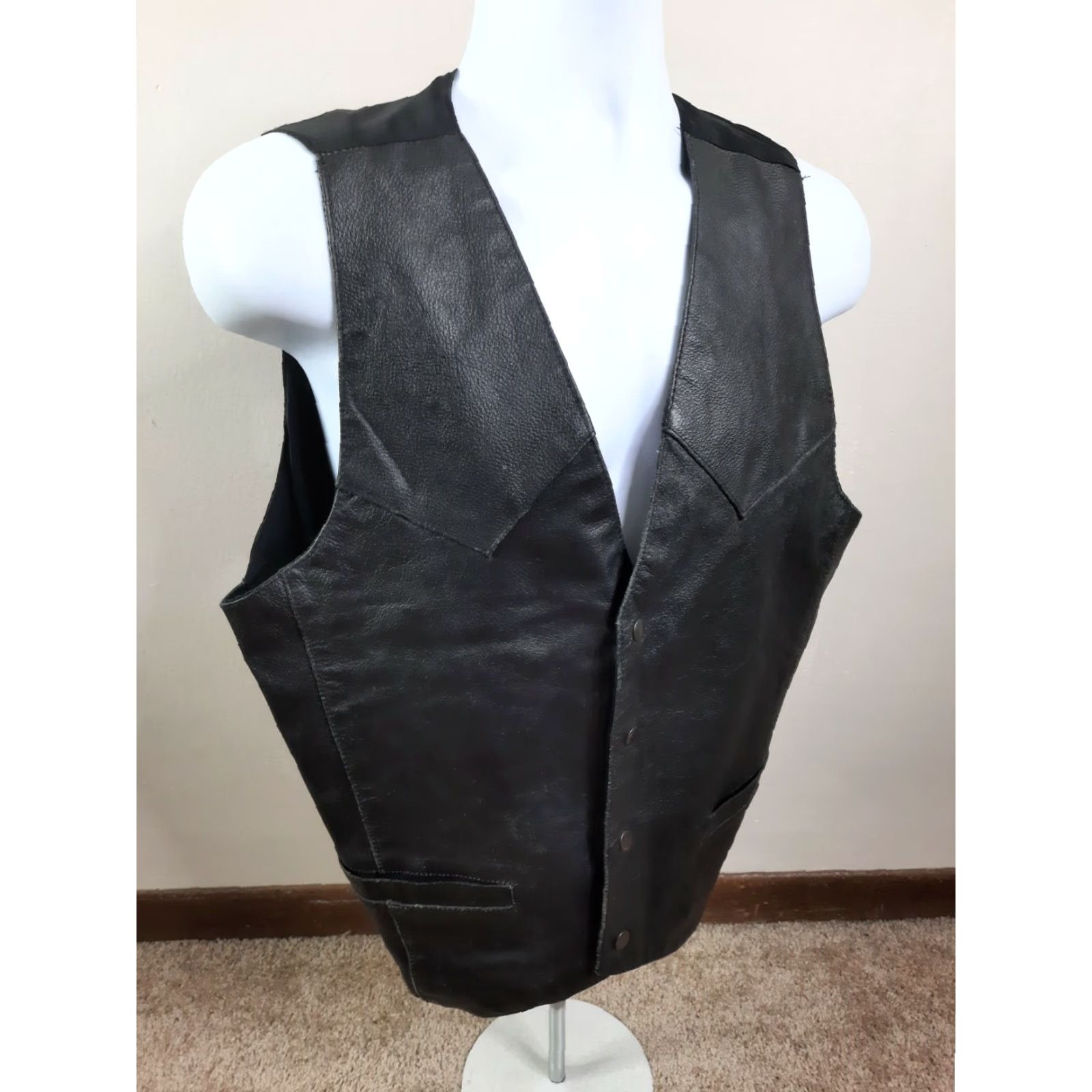 Vintage VINTAGE Permit Platinum Leather Black Mens Vest Western Style M Medium Pockets Size US M / EU 48-50 / 2 - 5 Thumbnail