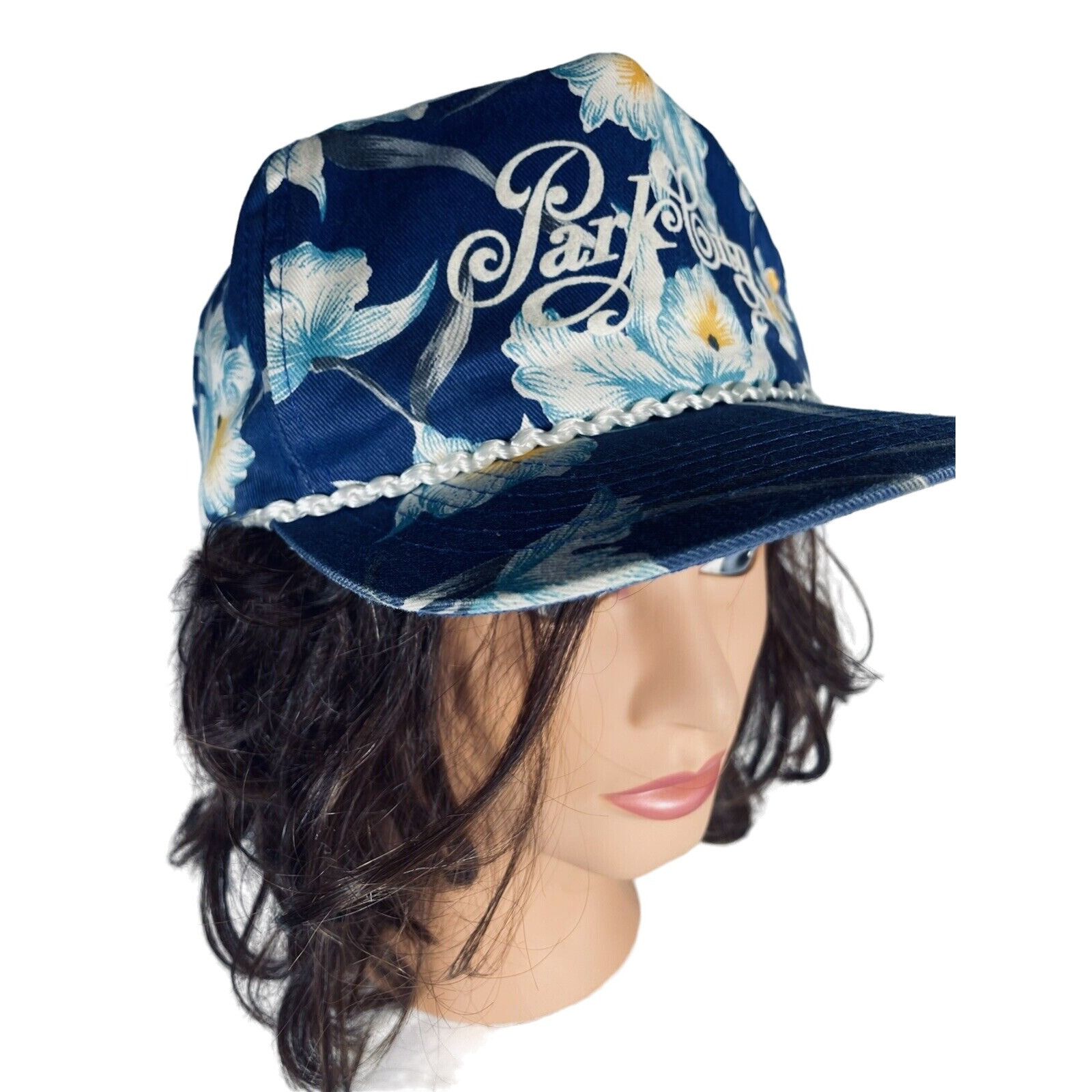 Vintage Park City San Sun Tropical Hawaiian Orchid Baseball Hat Blue Size ONE SIZE - 1 Thumbnail