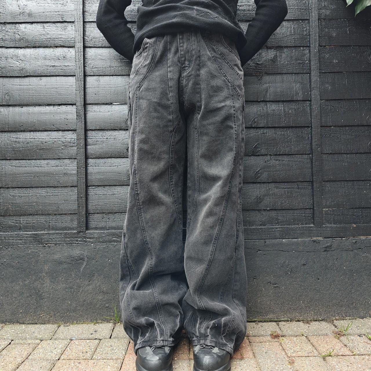 Other Japanese Overdyed Black Wide Leg Seam Flared Jeans Size US 34 / EU 50 - 1 Thumbnail