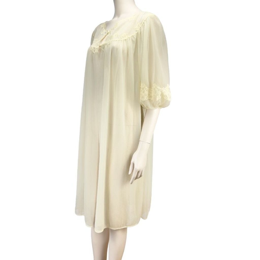 Other VTG 1960 KAYSER Layered Sheer Butter Yellow Lace Nightgown M Size ONE SIZE - 6 Thumbnail