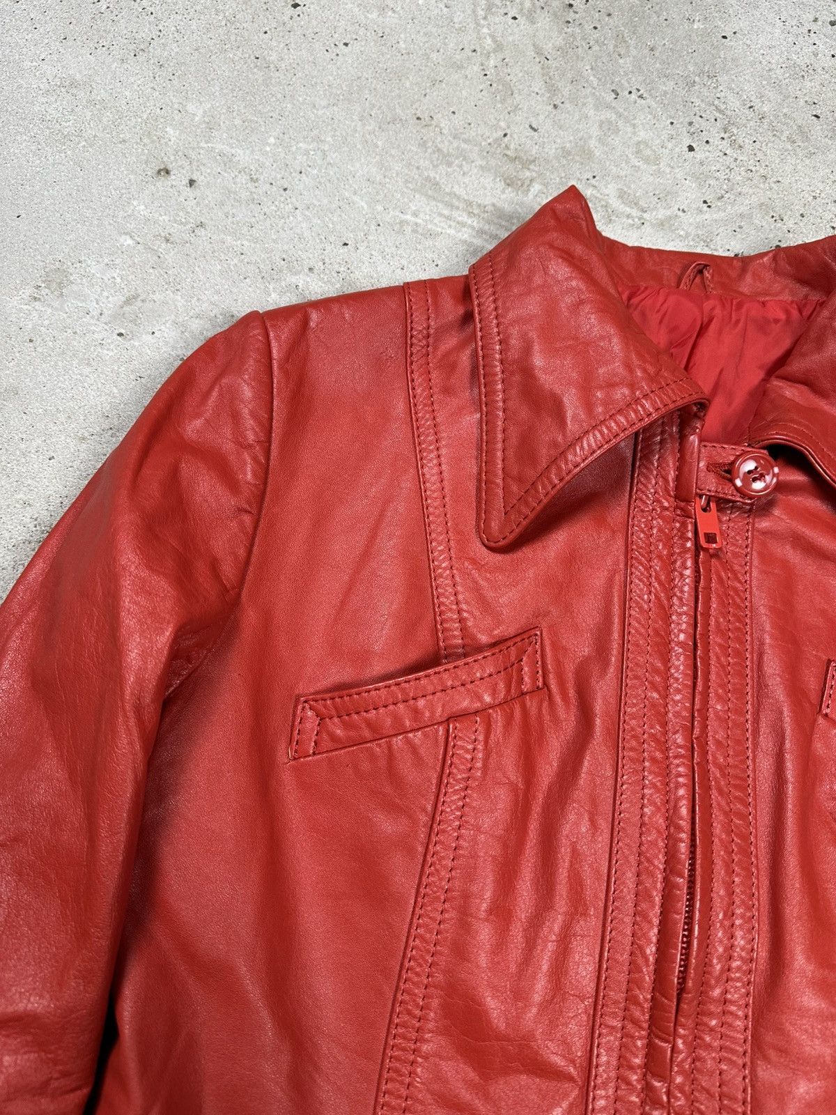 Japanese Brand Vintage 90s Red Genuine Leather Moto Biker Style Jacket Size M / US 6-8 / IT 42-44 - 7 Thumbnail