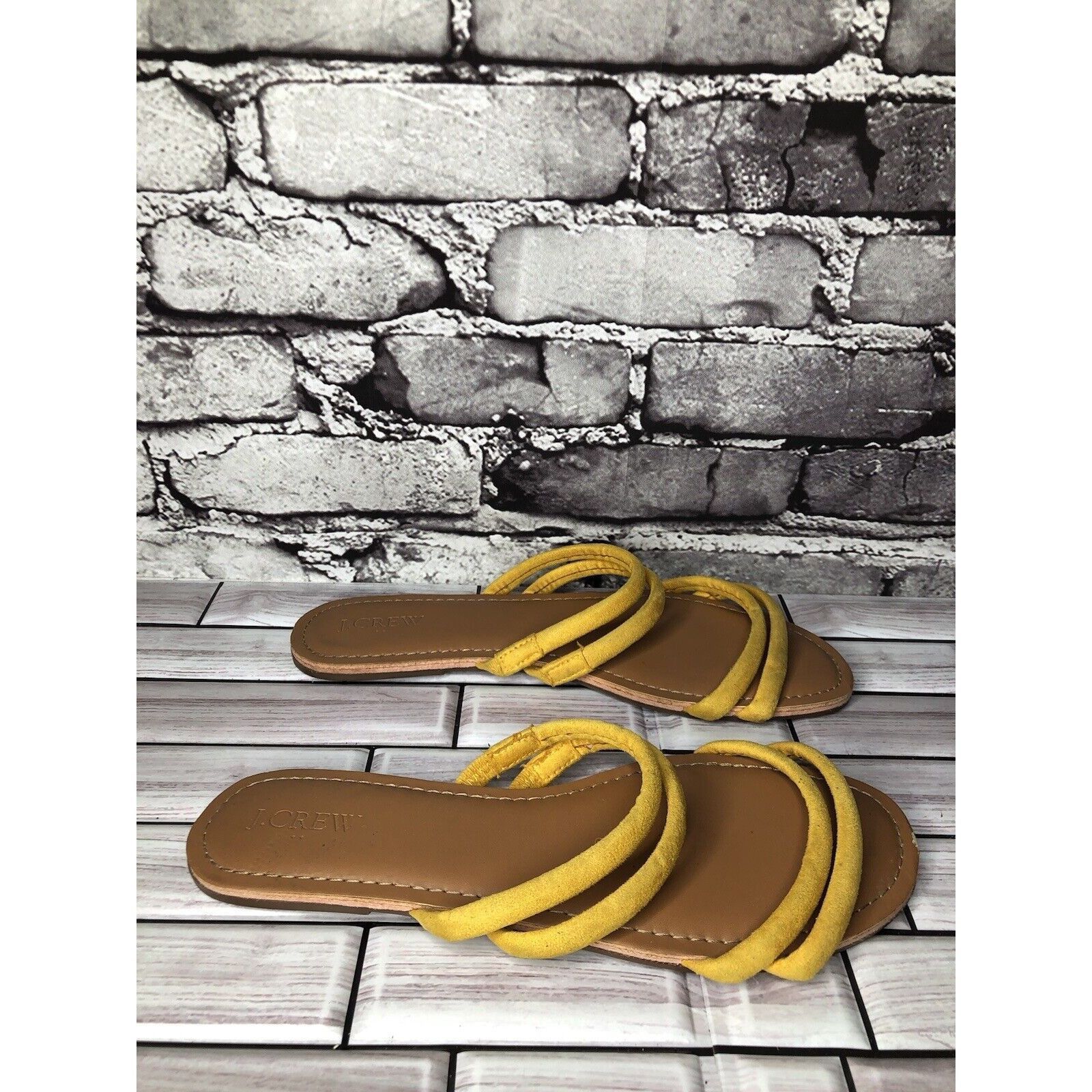 J.Crew J. Crew Factory Seaside Yellow Suede Double Strap Slides San Size US 9 / IT 39 - 10 Thumbnail