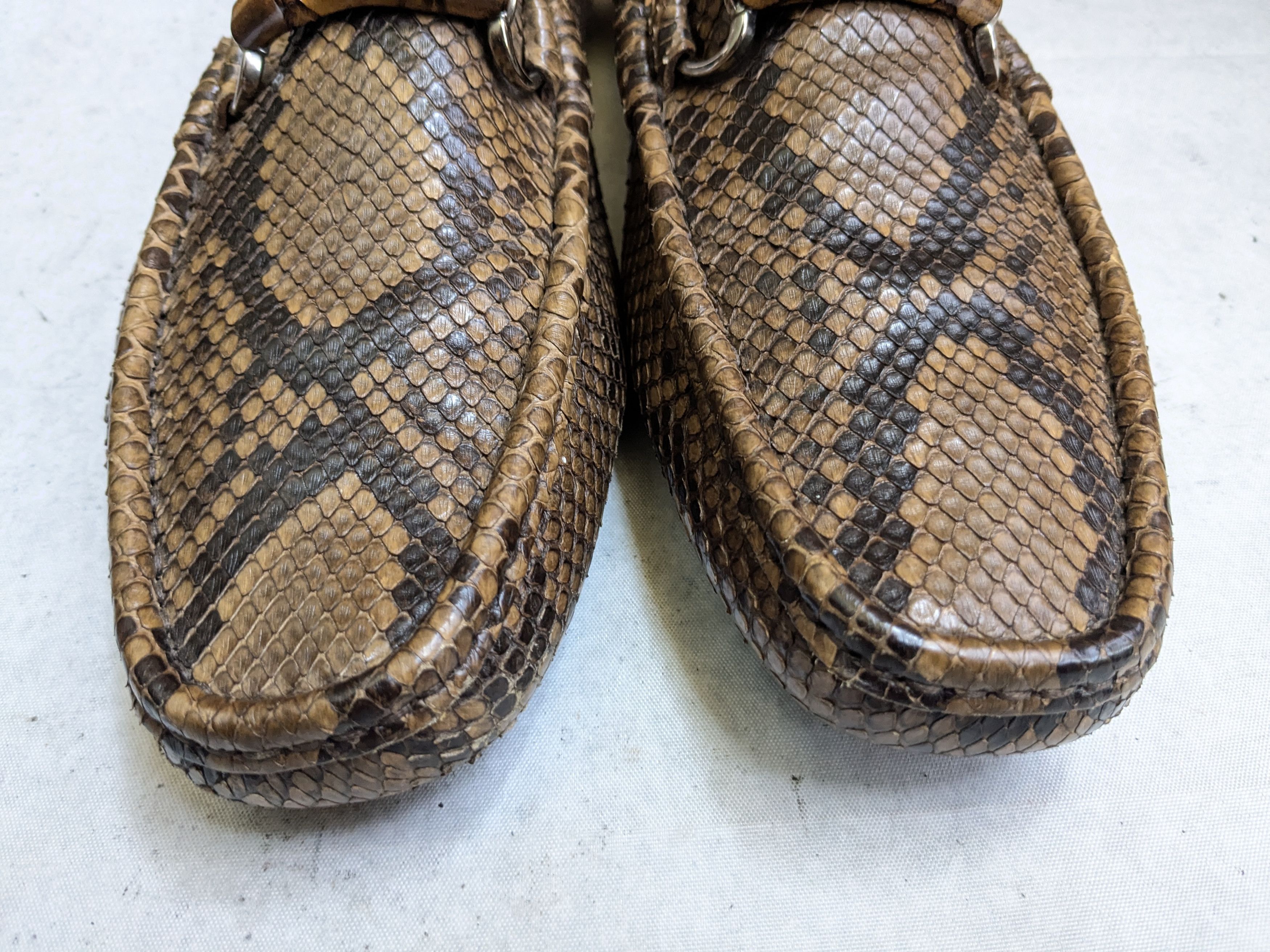 Gucci Gucci Horsebit Loafers Python Snakeskin 10.5 Leather Brown Size US 10.5 / EU 43-44 - 5 Thumbnail