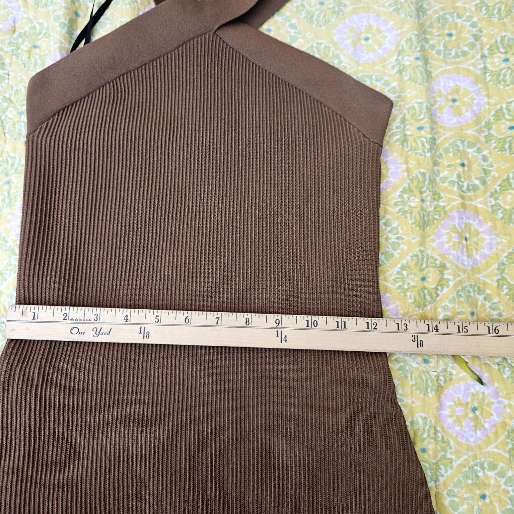 Aritzia Aritzia Babaton Brown Sculpt Ribbed Knit Cross Halter Mini Dress M Body Women Short Sleeve Seasonal All Size M / US 6-8 / IT 42-44 - 5 Thumbnail