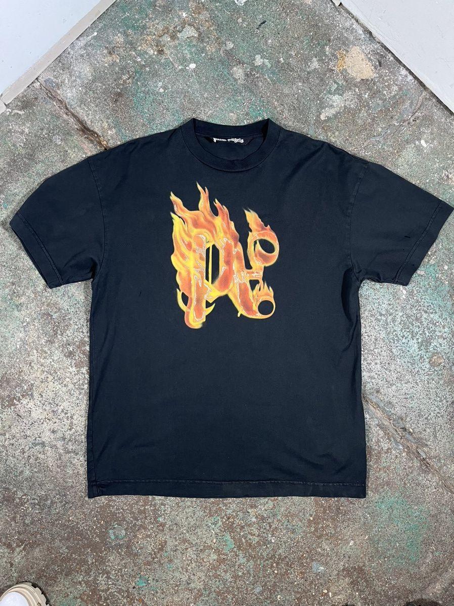 Palm Angels PALM ANGELS BURNING MONOGRAM T-SHIRT size small Retail $495 Size US S / EU 44-46 / 1 - 1 Thumbnail