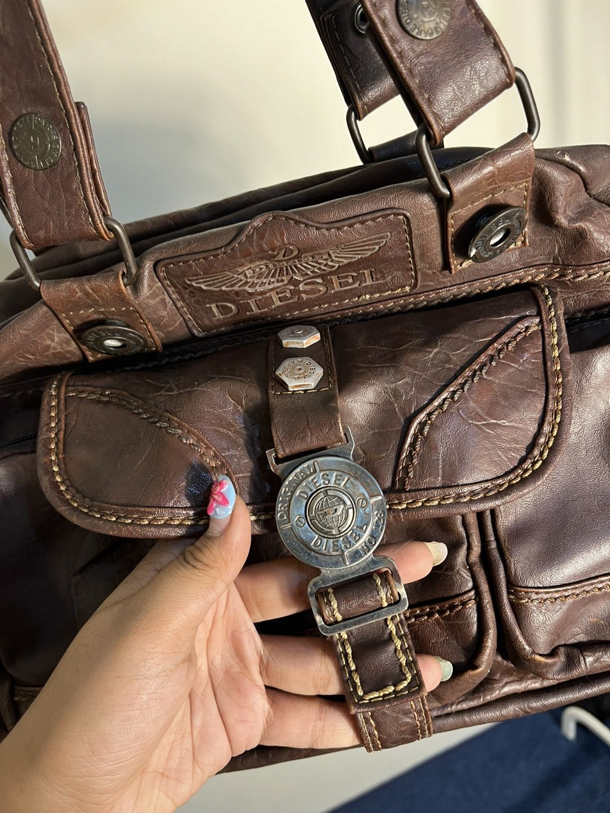Diesel Vtg Diesel leather grunge purse shoulder bag Size ONE SIZE - 6 Thumbnail