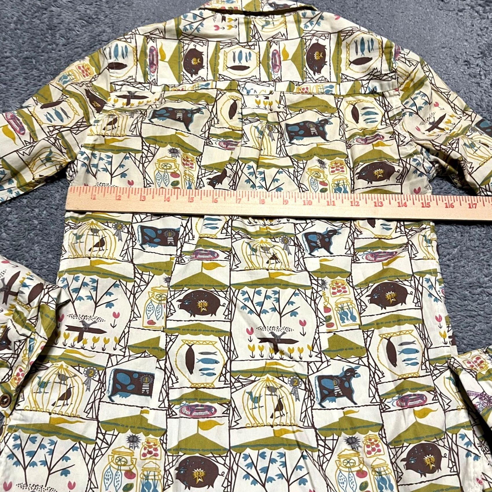 Anthropologie Odille Anthropologie Shirt Women 0 XS All Over Print Long Sleeve Button-Up Cow Farm Size XS / US 0-2 / IT 36-38 - 4 Thumbnail