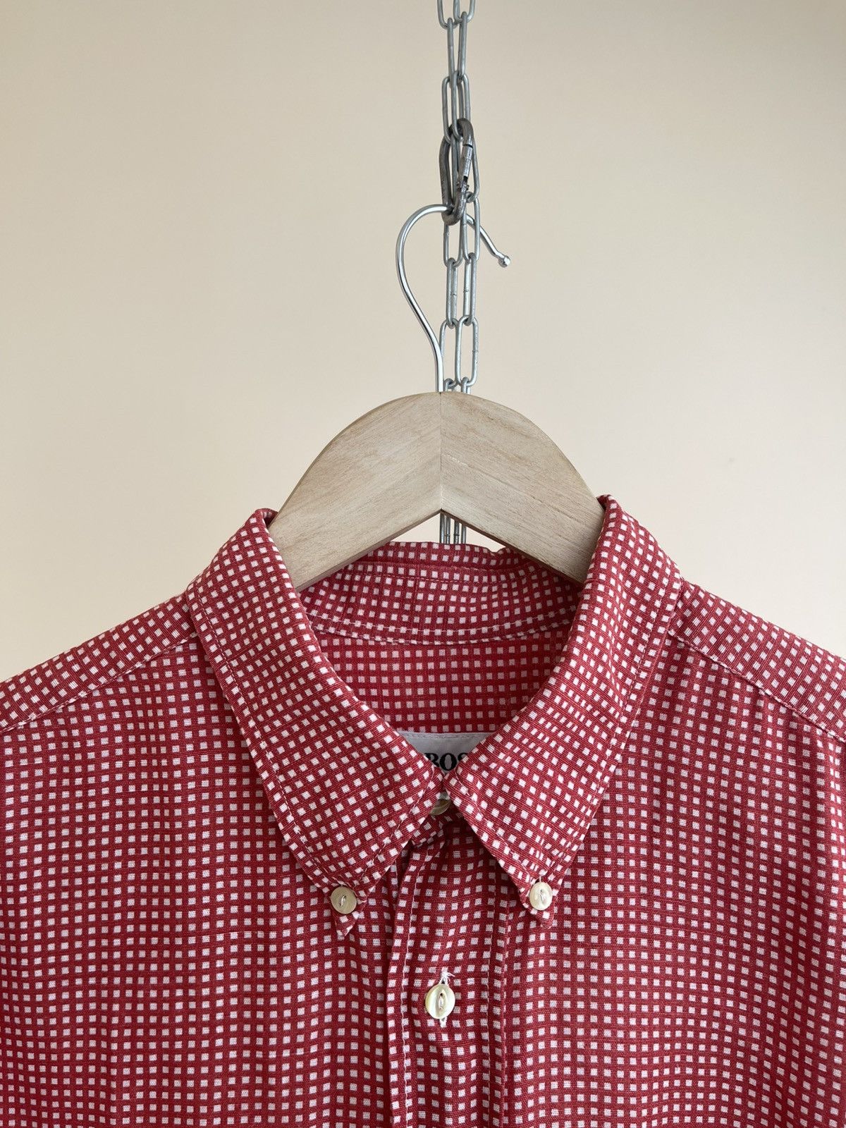 Hugo Boss Linen Cotton Checked Button Down Short Sleeve Shirt 80s 90s Size US XL / EU 56 / 4 - 3 Thumbnail