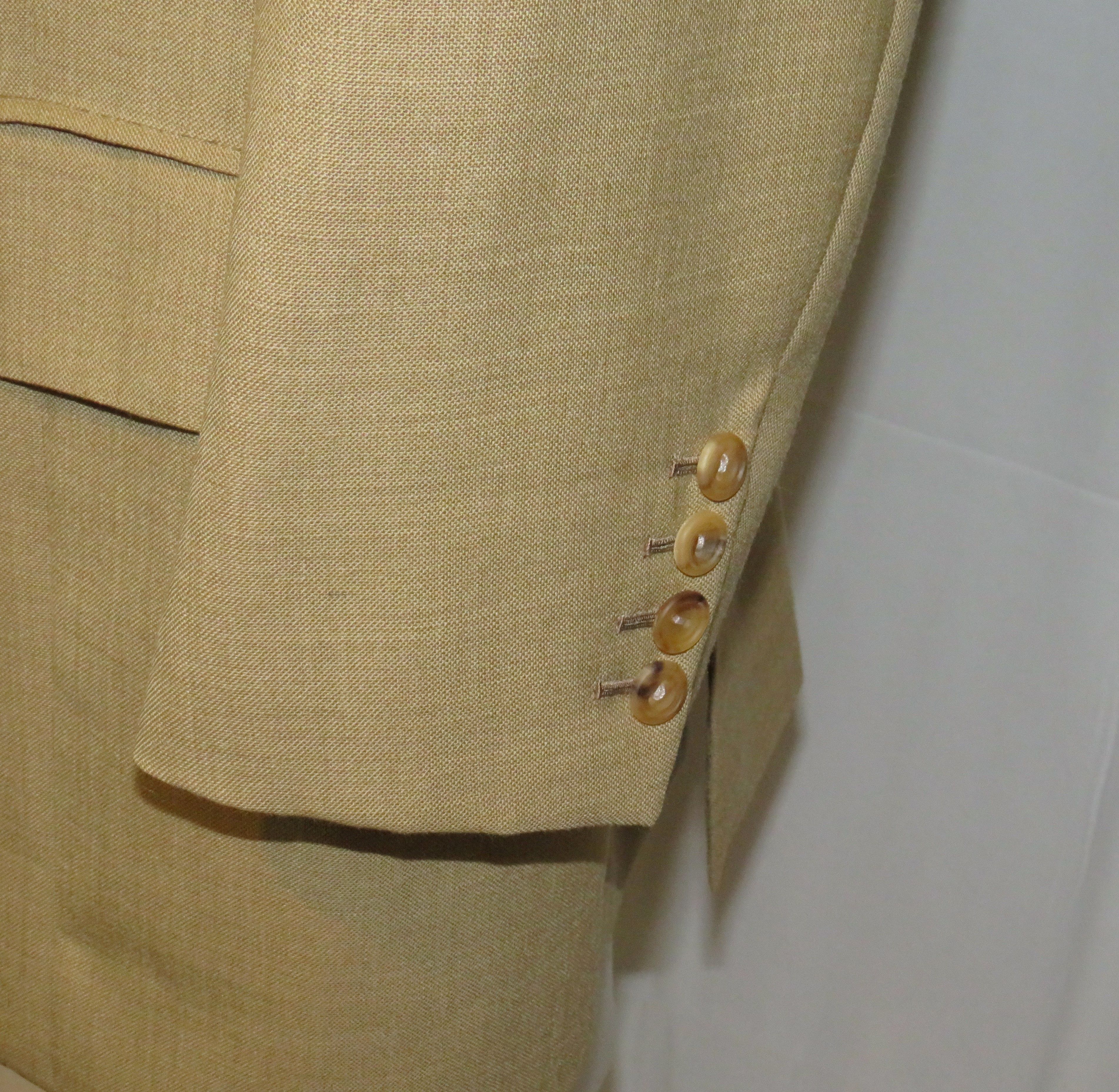 Henry Poole Bespoke Beige Hopsack Double Breasted Sport Coat 46R Size 46R - 12 Thumbnail